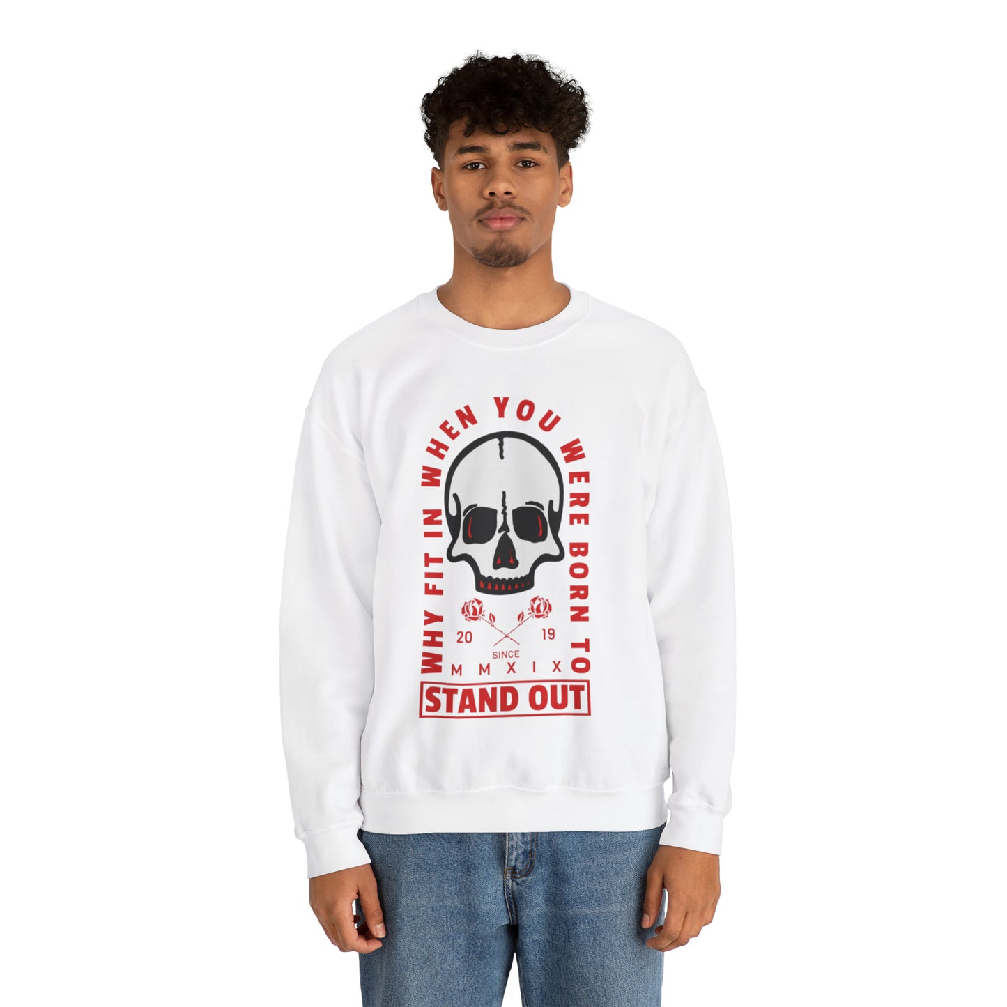 Why Fit In Unisex Crewneck Graphic Sweatshirt