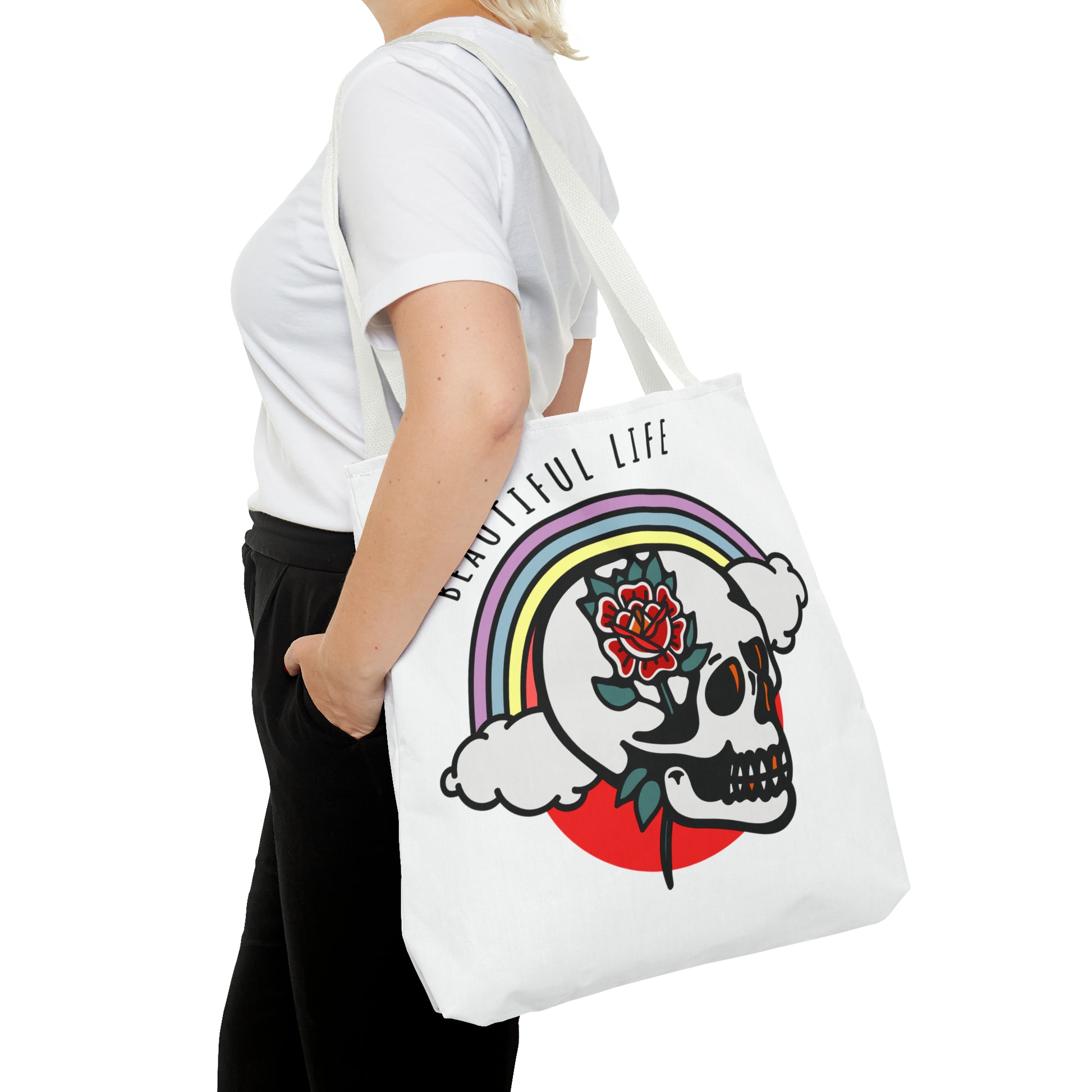 Beautiful Life Skull Cotton Tote Bag from Topaz Peaks