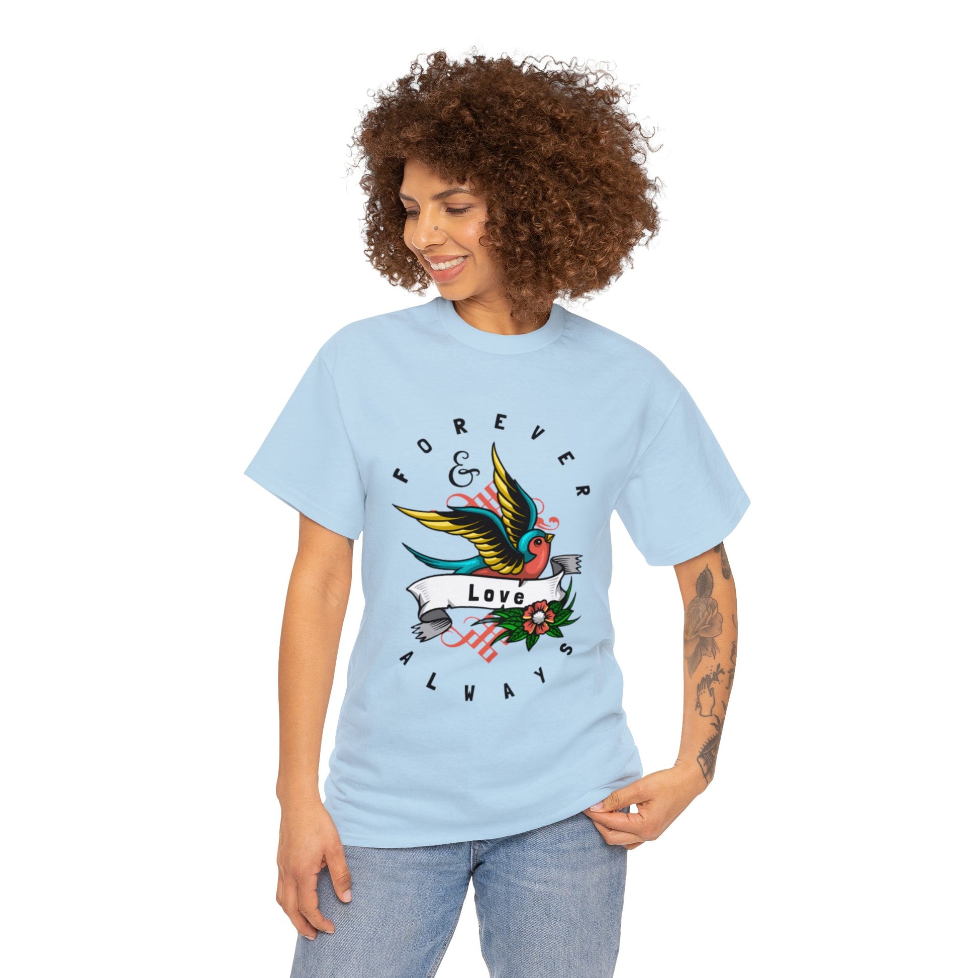 Always & Forever Love Bird Graphic T-shirt in Blue from Topaz Peaks