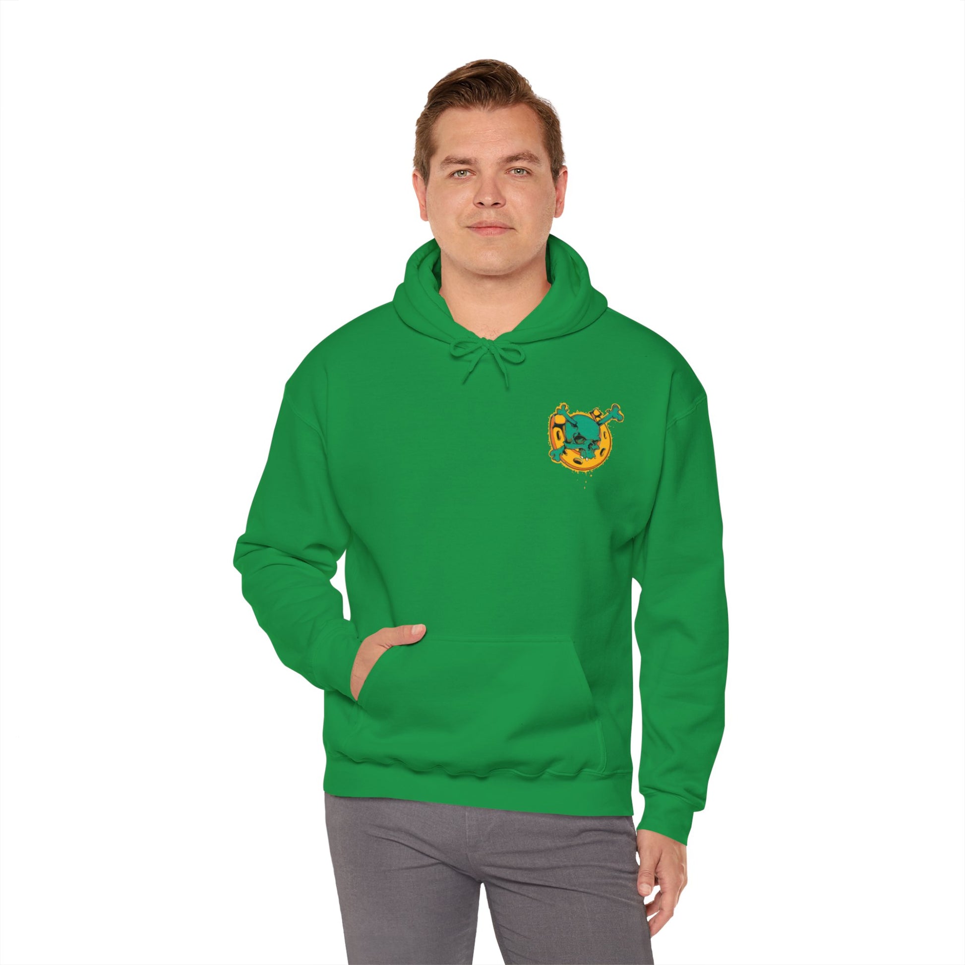 Lucky Horseshoe Skull and Crossbones Hoodie Sweatshirt in Green from Topaz Peaks