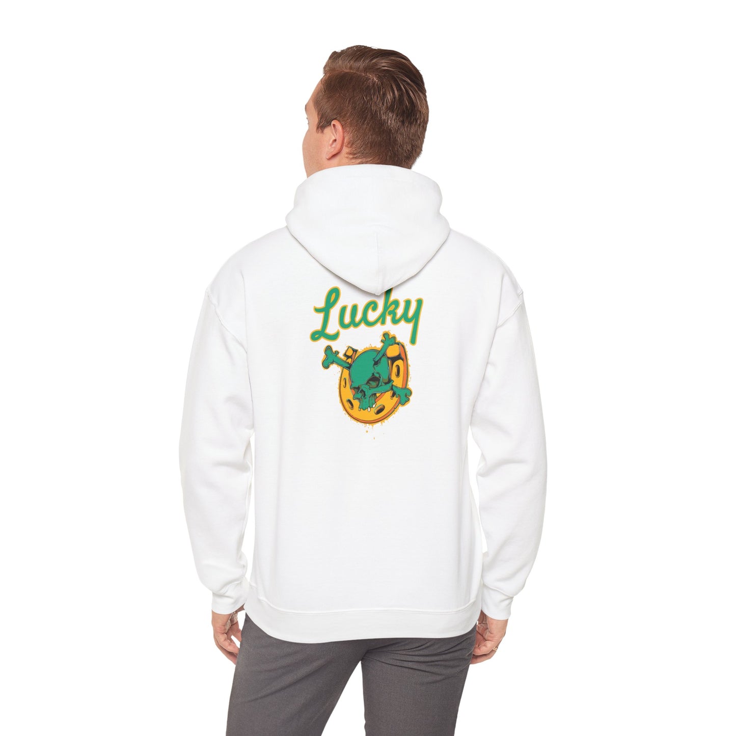 Lucky Horseshoe Skull and Crossbones Hoodie Sweatshirt in White from Topaz Peaks