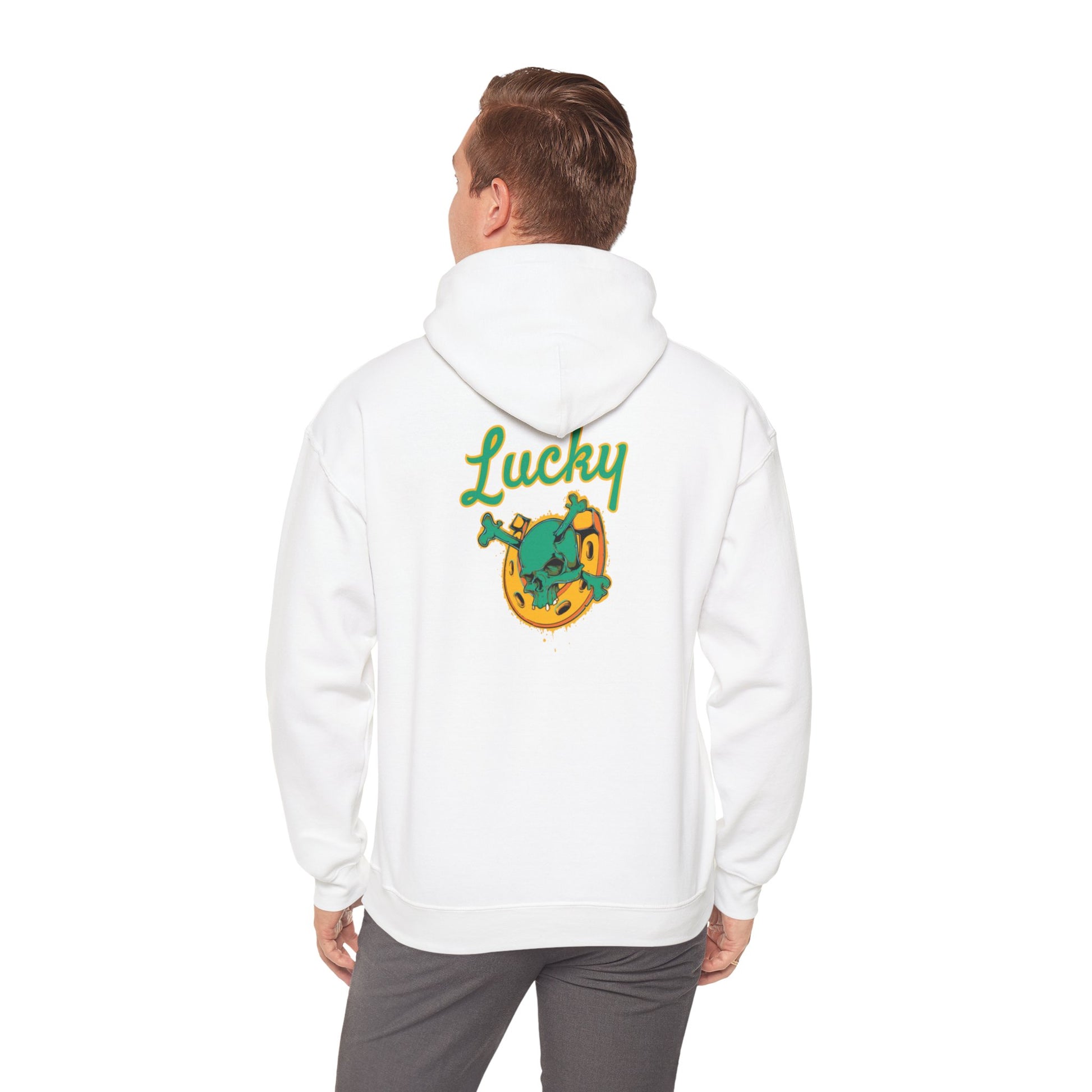 Lucky Horseshoe Skull and Crossbones Hoodie Sweatshirt in White from Topaz Peaks