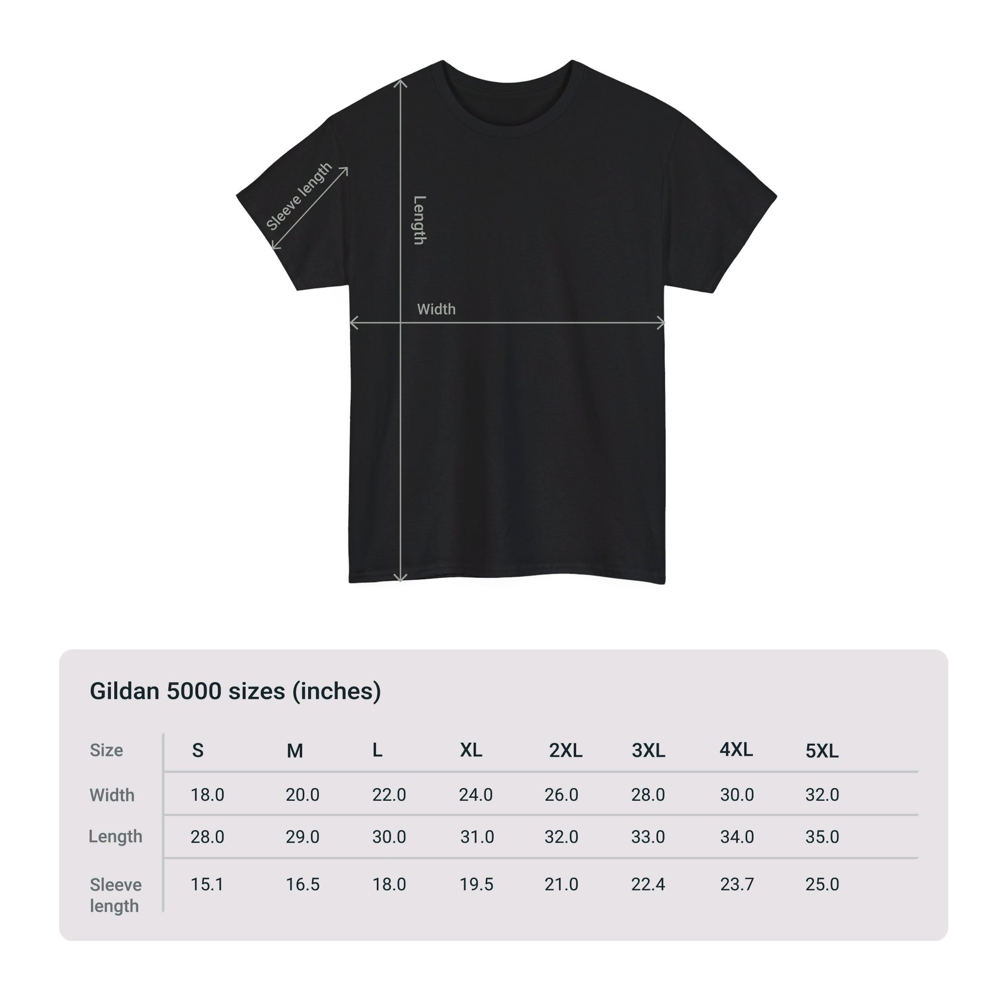 Gildan Unisex Cotton Crewneck T-shirt sizing chart from Topaz Peaks.