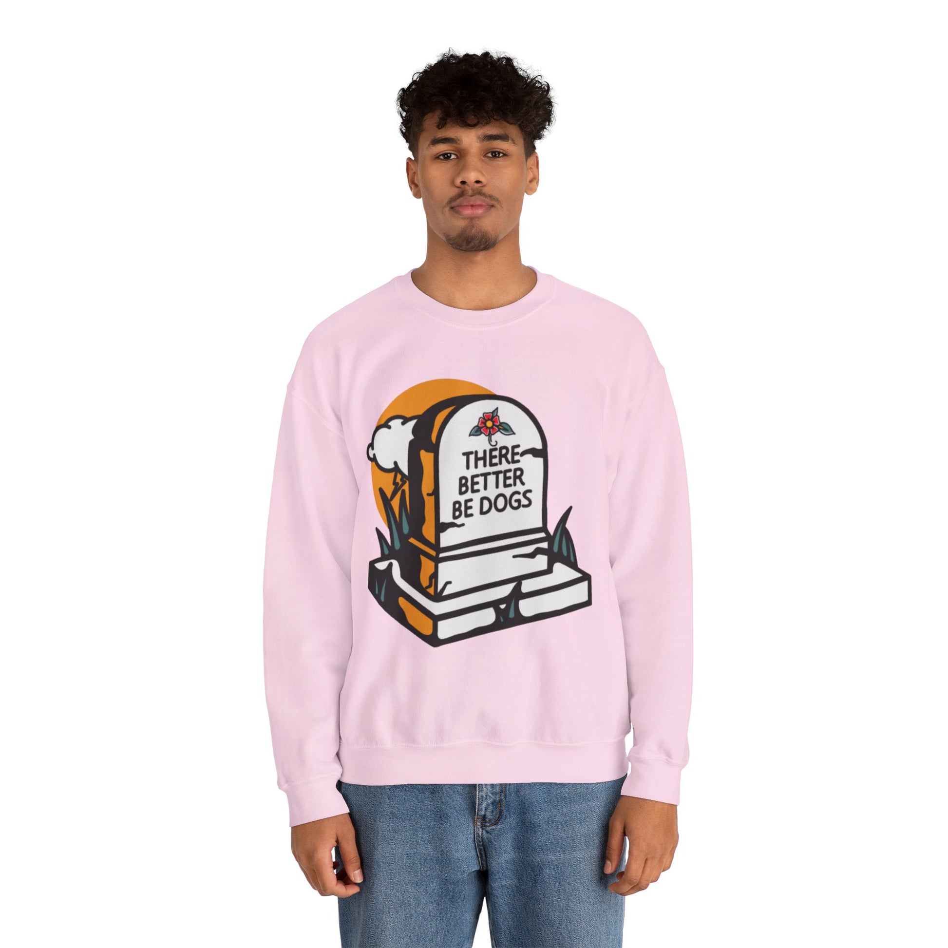 There Better Be Dogs Gravestone Pink Graphic Sweatshirt from AllDoggosGoToHeaven and Topaz Peaks