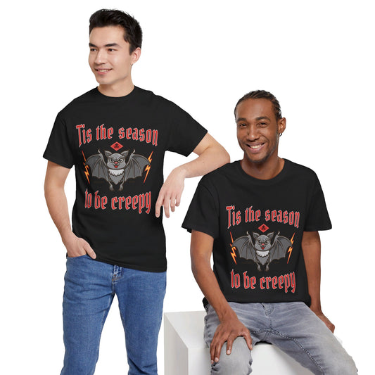 Tis The Season To Be Creepy Halloween Bat Unisex Cotton Graphic T-shirt