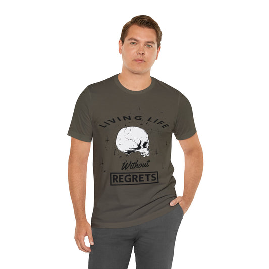 Living Life Without Regrets Skull Graphic T-shirt in Green from Topaz Peaks