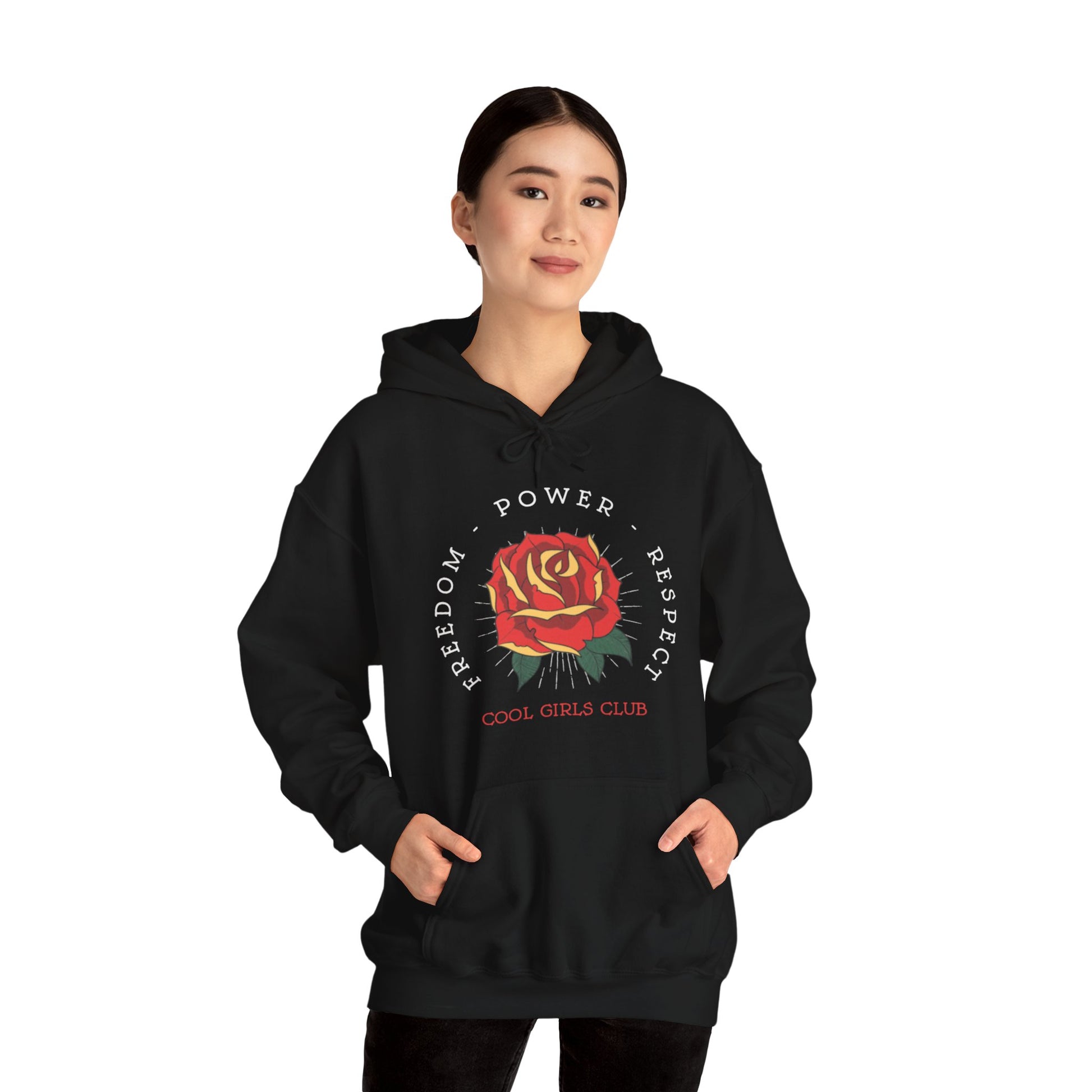 Cool Girls Club Hoodie Rose Graphic Sweatshirt in Black from Topaz Peaks