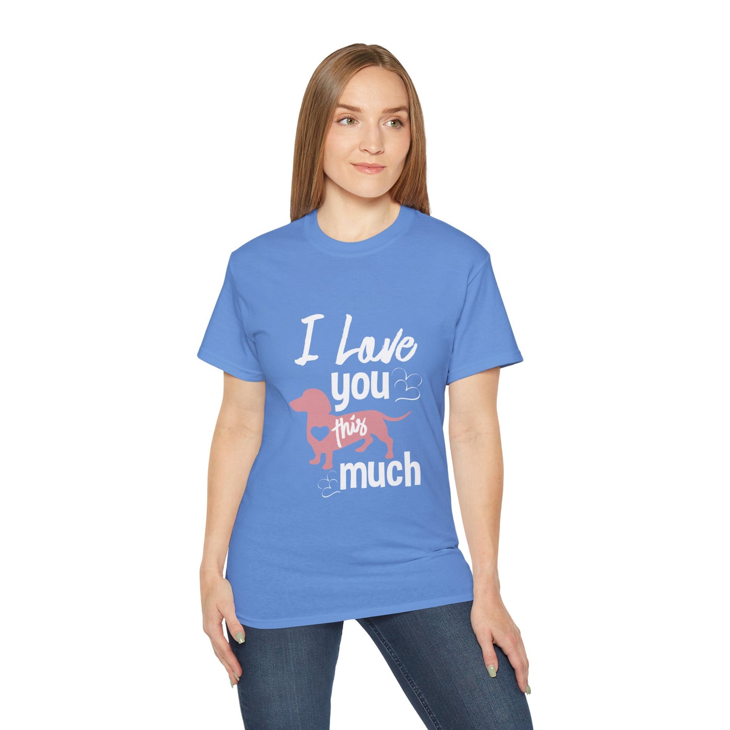 I Love You Daschund Dog Heart Unisex Cotton Graphic T-shirt