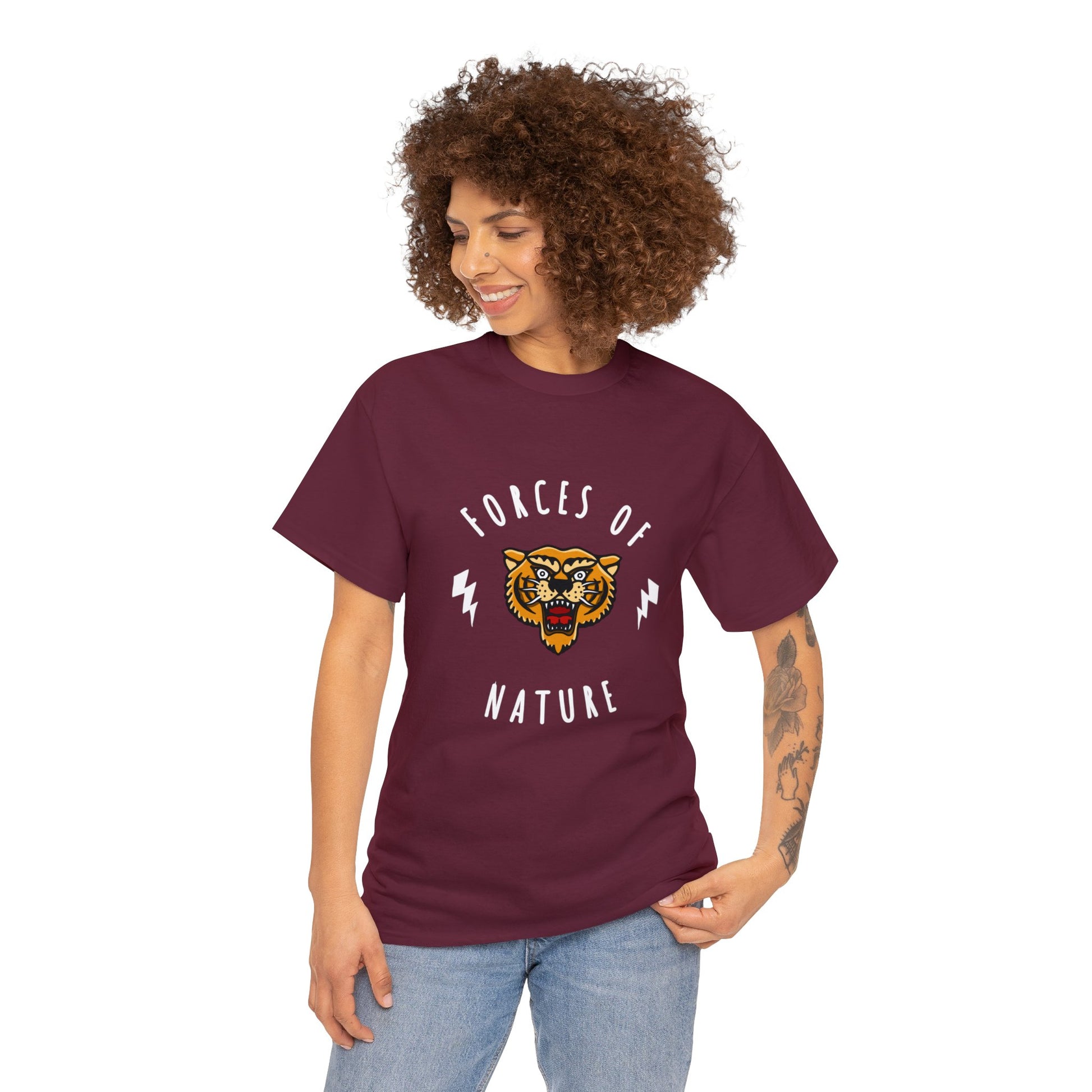 Forces of Nature Tiger Graphic T-shirt in Maroon from Topaz Peaks