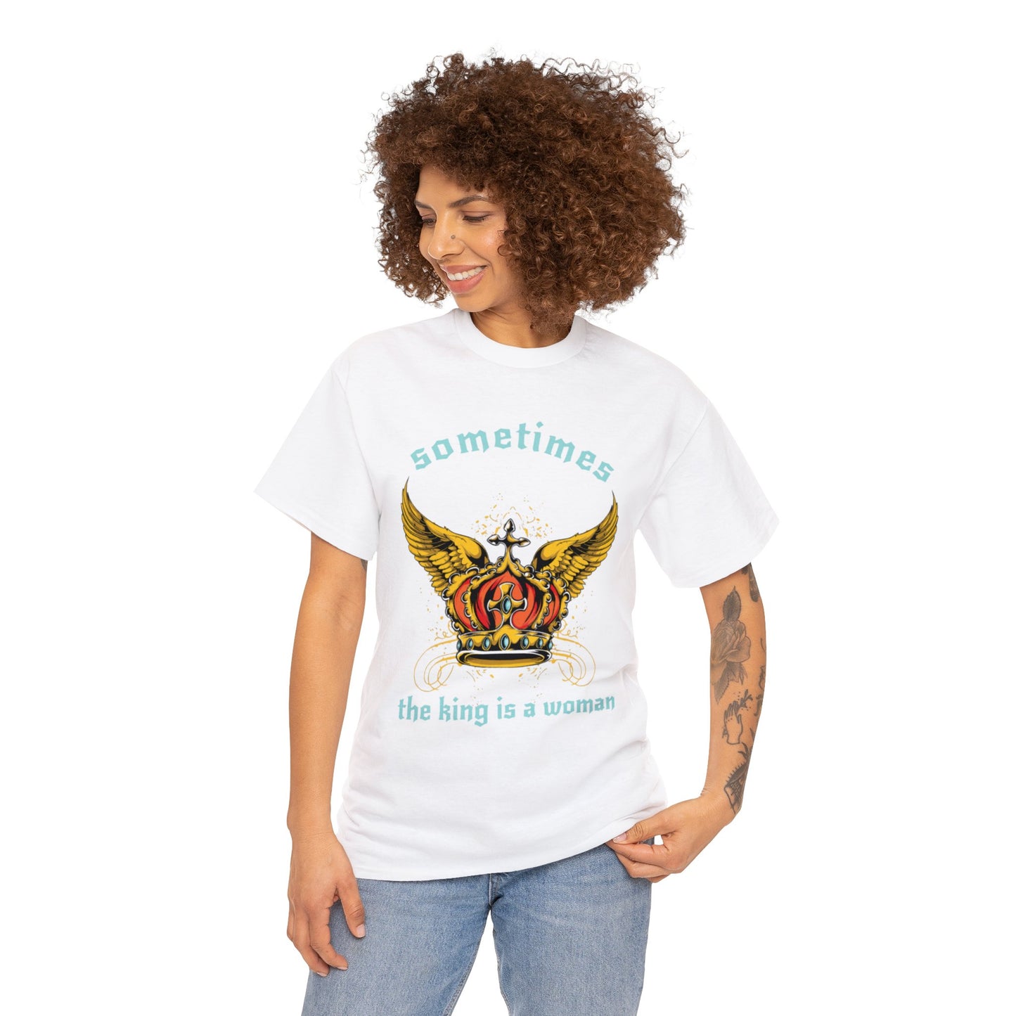 The King is a Woman Unisex Cotton Crewneck Tshirt