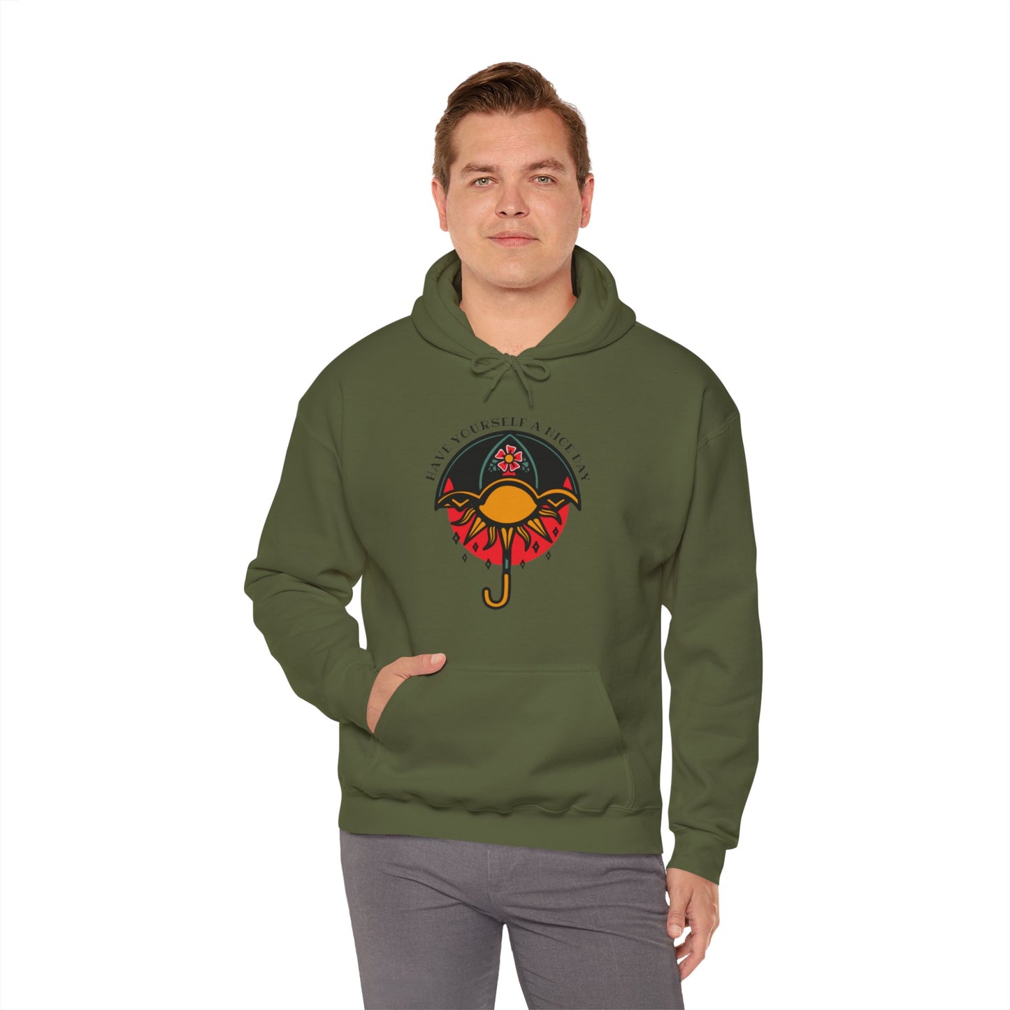 Have a Nice Day Vintage Graphic Hoodie Sweatshirt in Green from Topaz Peaks