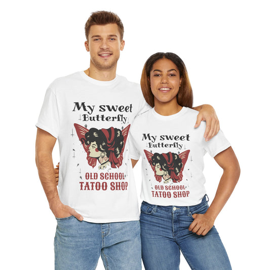 Sweet Butterfly Tattoo Shop Unisex Cotton Graphic T-shirt