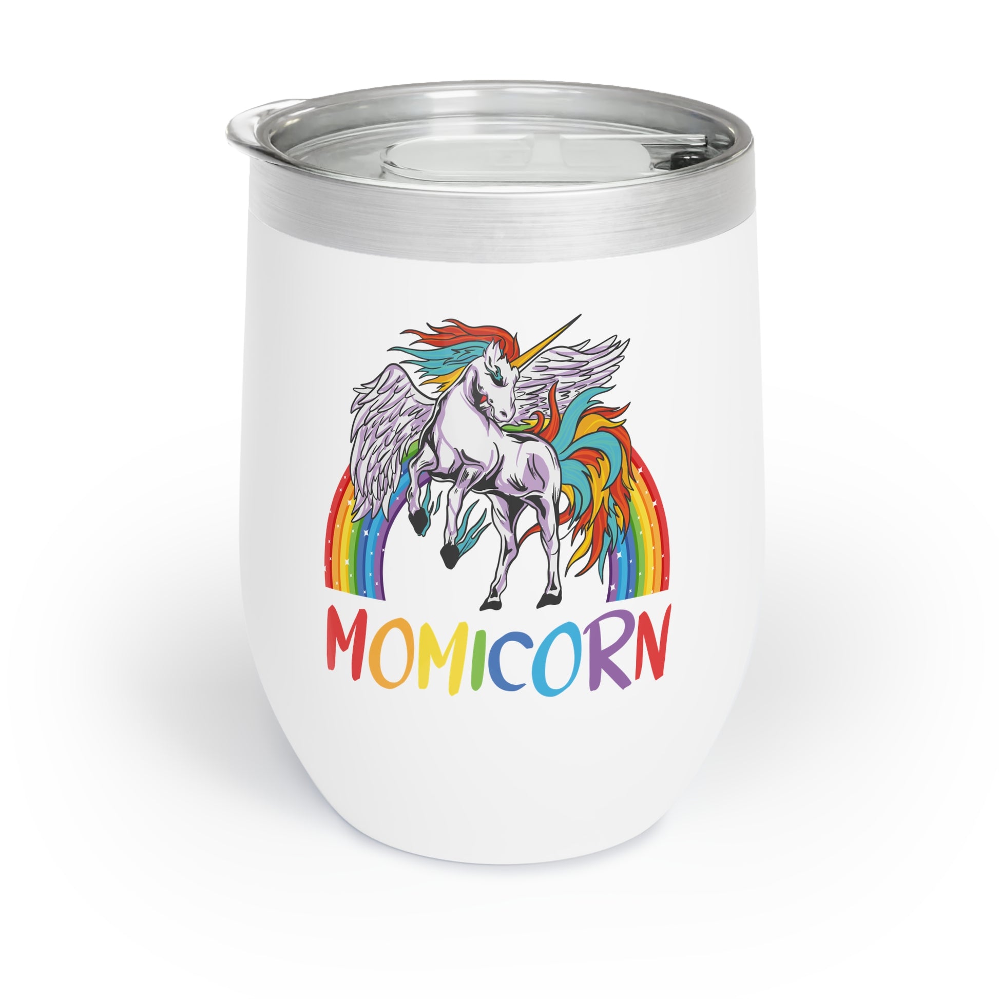 Momicorn Mom Unicorn Rainbow Wine Tumbler Mug from Topaz Peaks