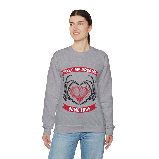 Make My Dreams Come True Skeleton Hands & Heart Graphic Sweatshirt in Gray from Topaz Peaks