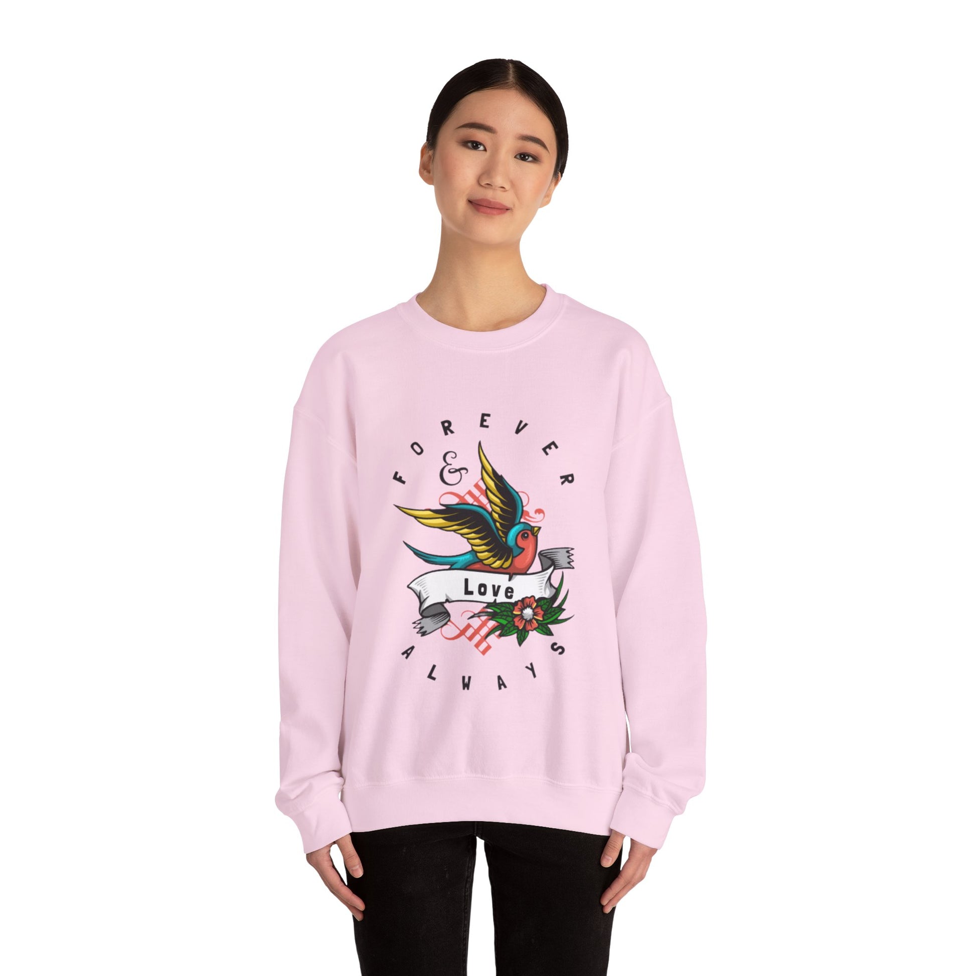 Always & Forever Love Bird Graphic Crewneck Sweatshirt in Pink from Topaz Peaks