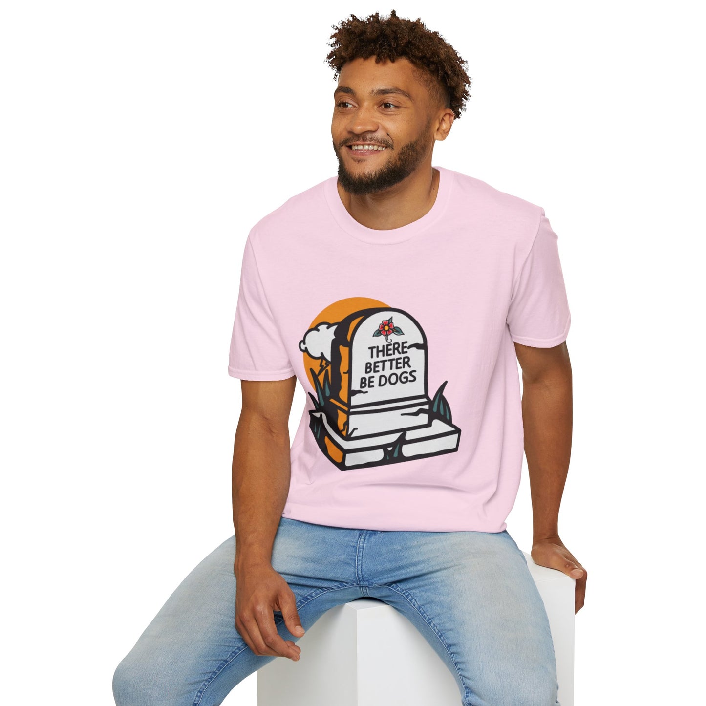 There Better Be Dogs Gravestone Pink Graphic T-shirt