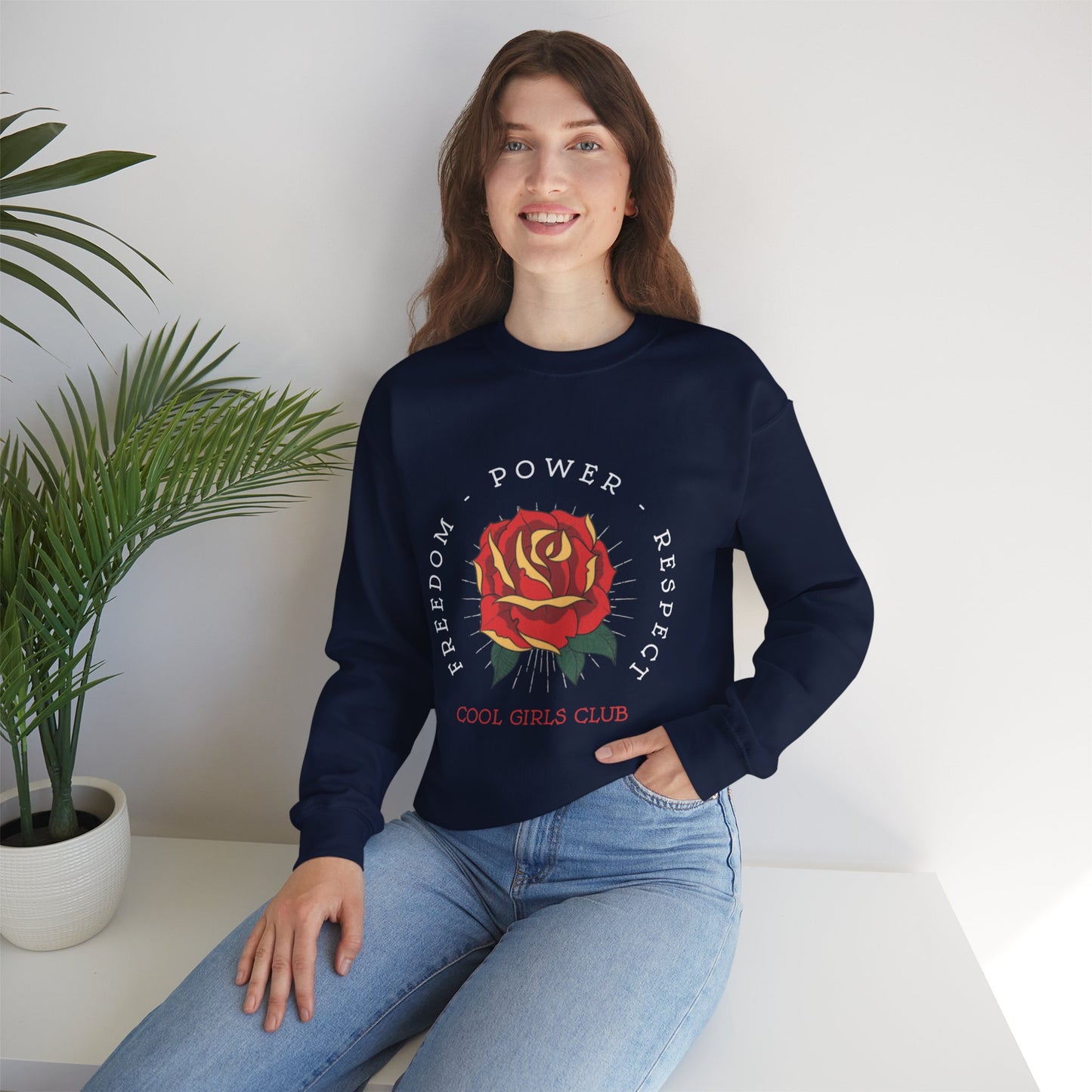 Cool Girls Club Rose Graphic Print Sweatshirt in Navy from Topaz Peaks