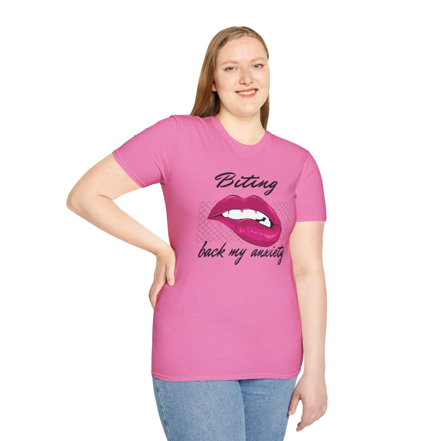 Biting Lips Graphic T-shirt in Pink from Topaz Peaks