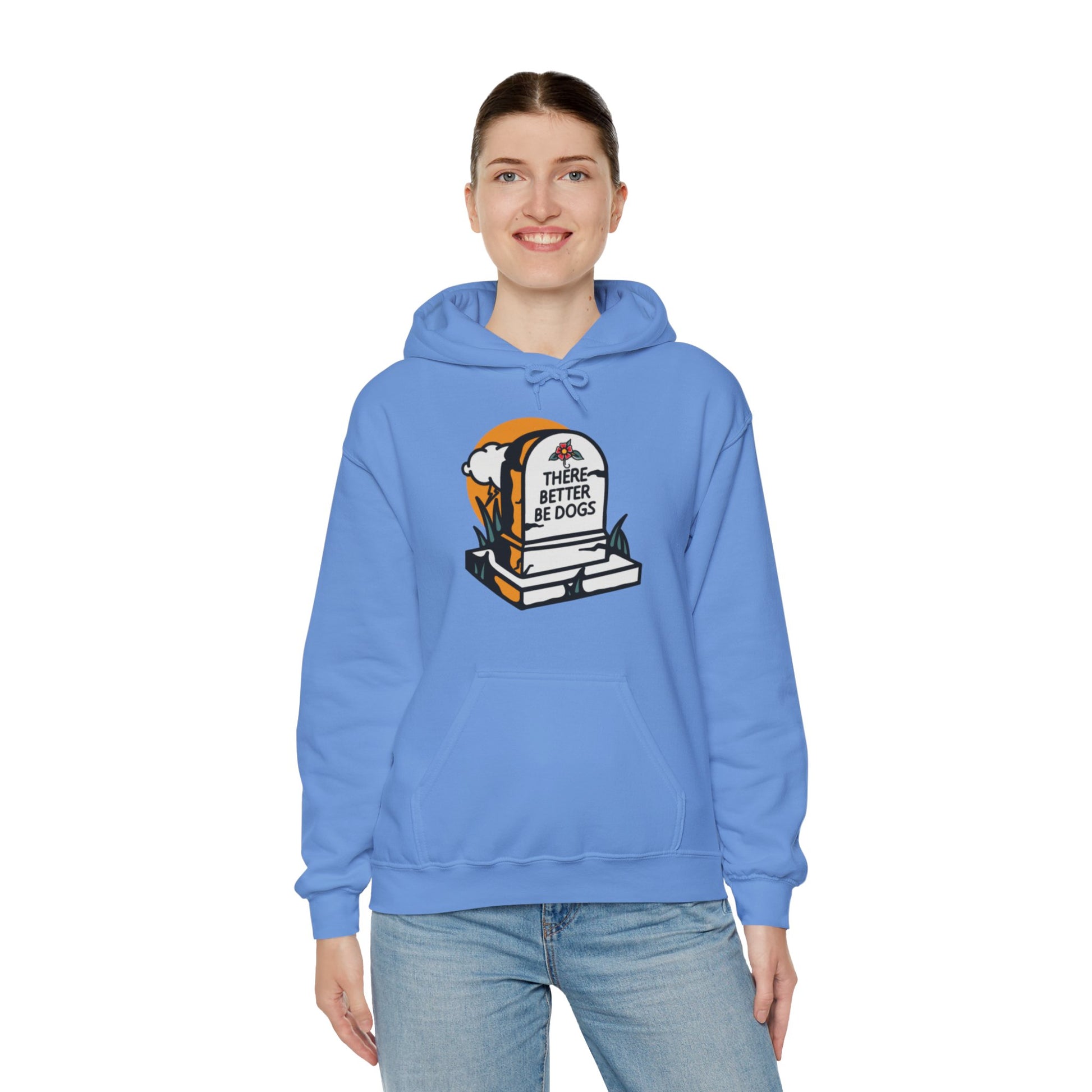 There Better Be Dogs Gravestone Blue Graphic Hoodie Sweatshirt from AllDoggosGoToHeaven and Topaz Peaks