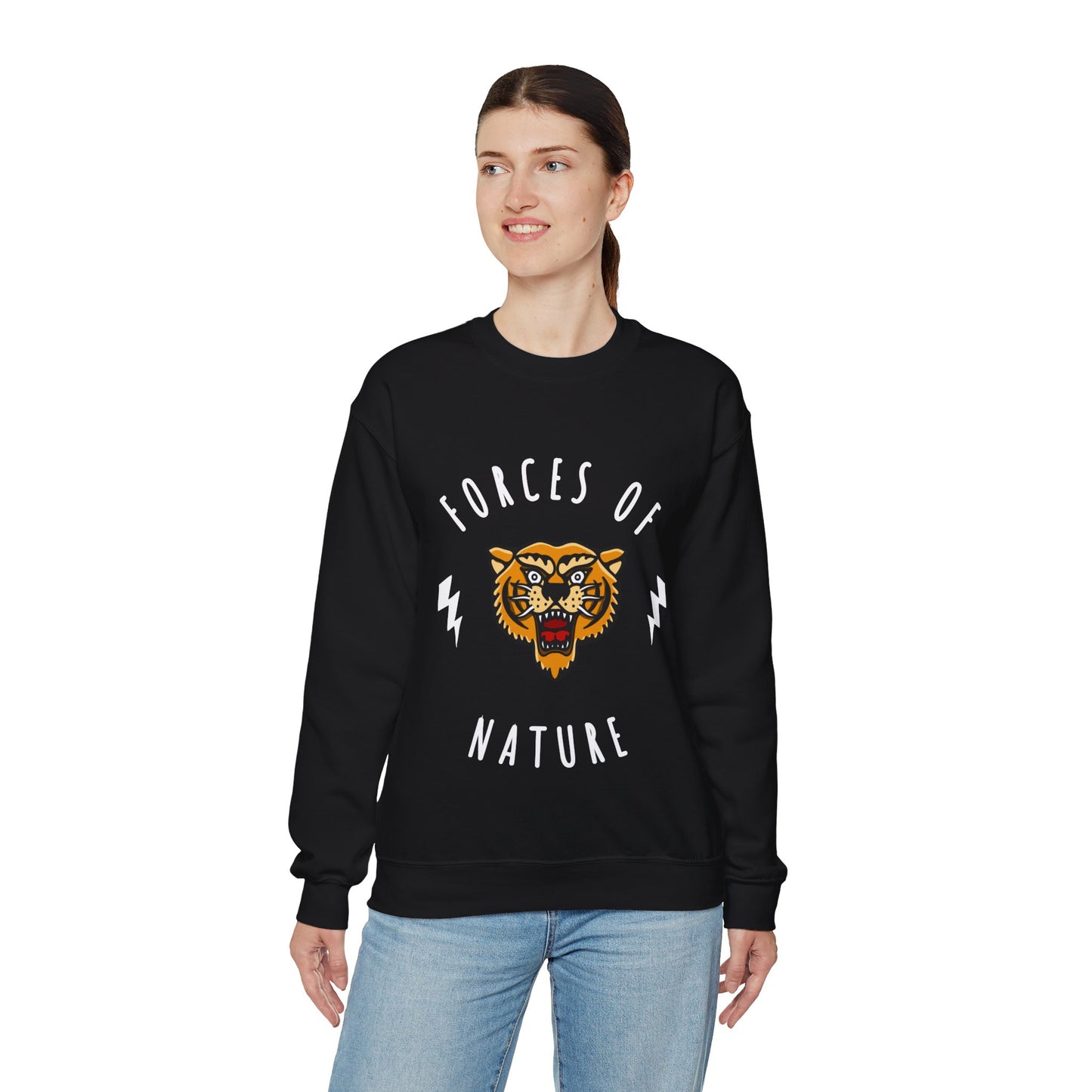 Forces of Nature Tiger Graphic Crewneck Sweatshirt in Black from Topaz Peaks