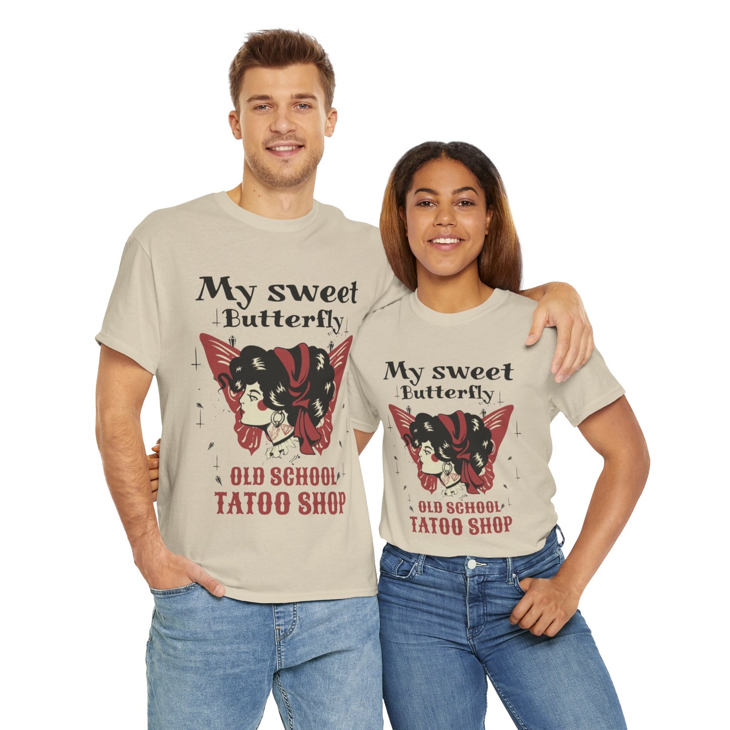 Sweet Butterfly Tattoo Shop Unisex Cotton Graphic T-shirt