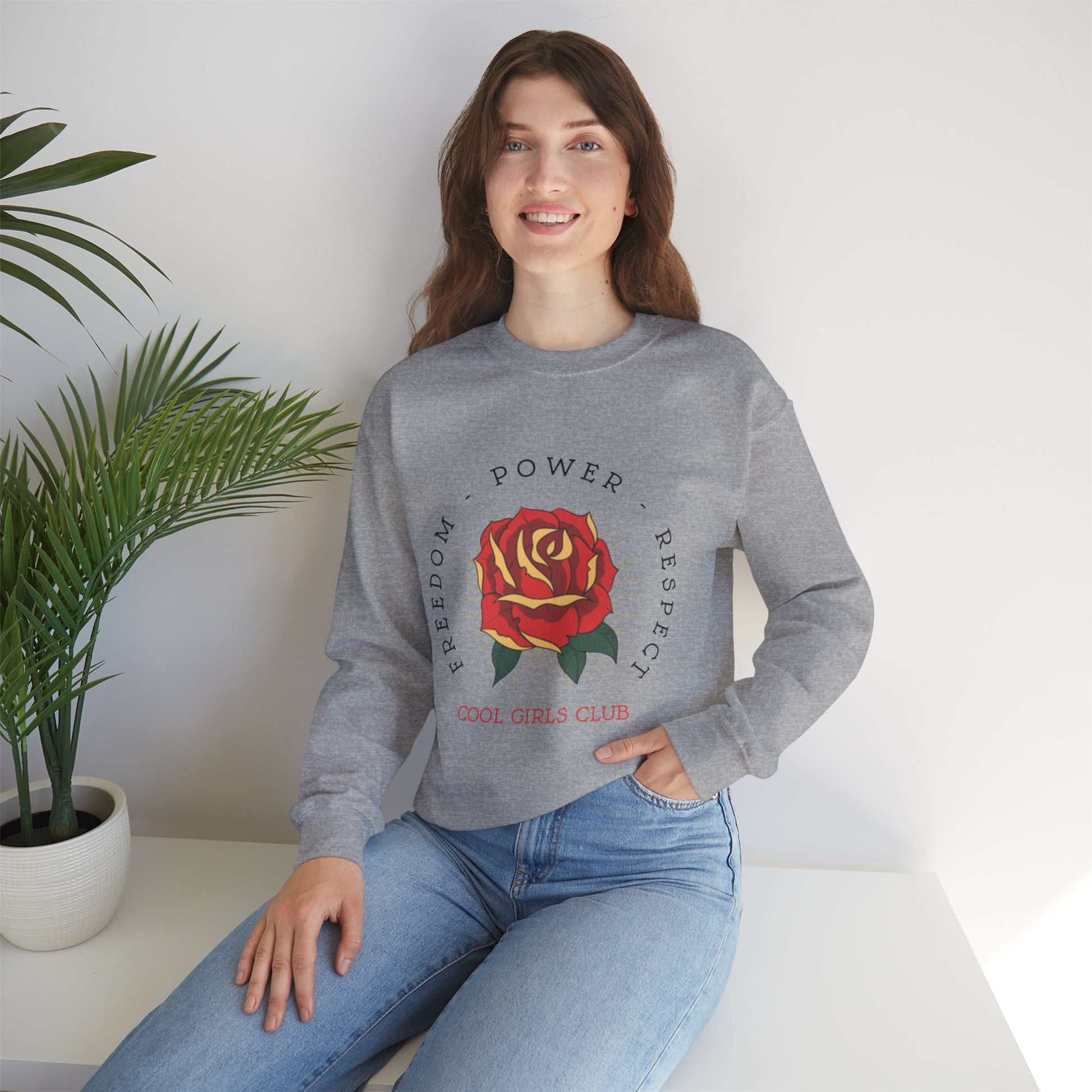 Cool Girls Club Rose Graphic Print Sweatshirt in Gray from Topaz Peaks