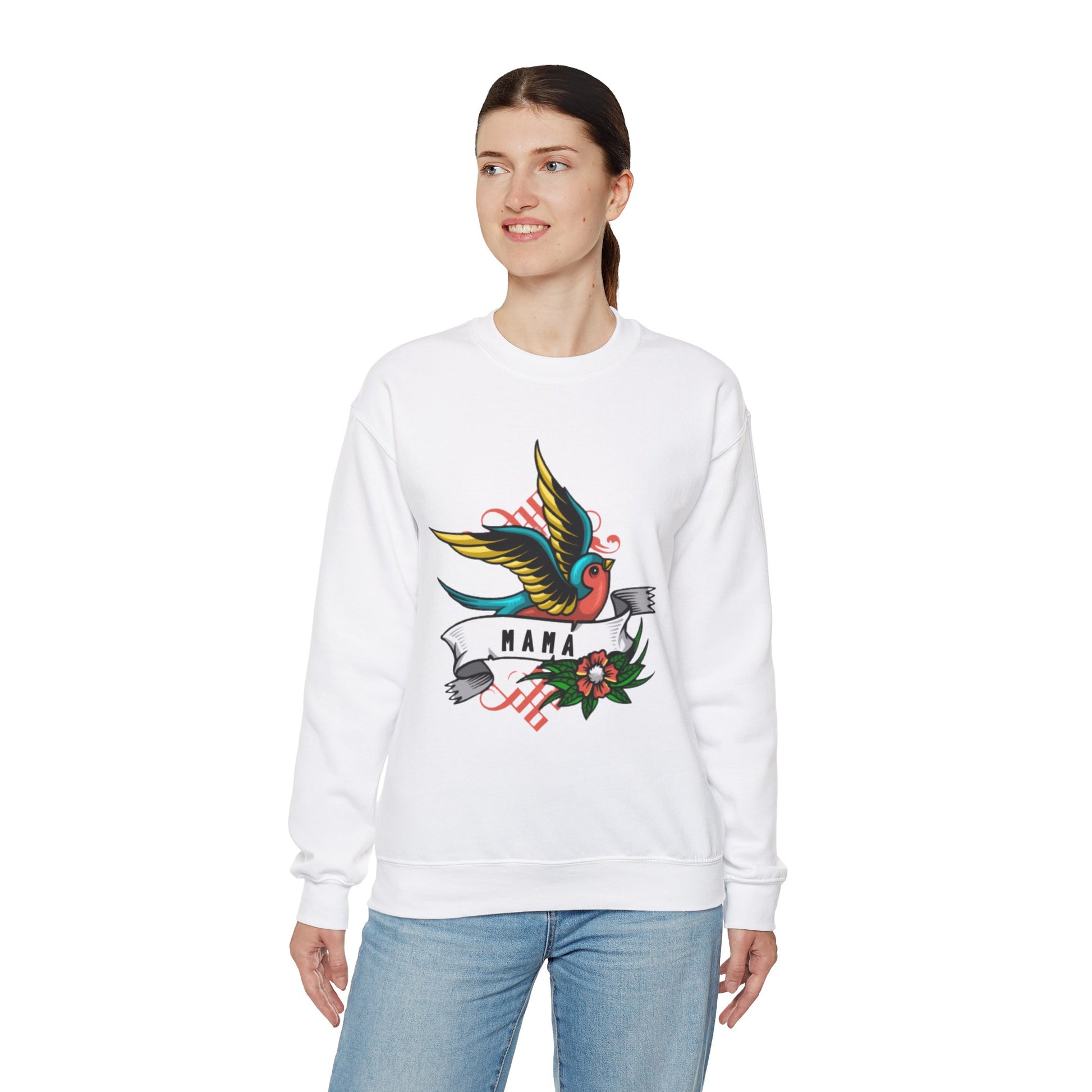 Mama Bird Vintage Style Graphic Sweatshirt in White from Topaz Peaks