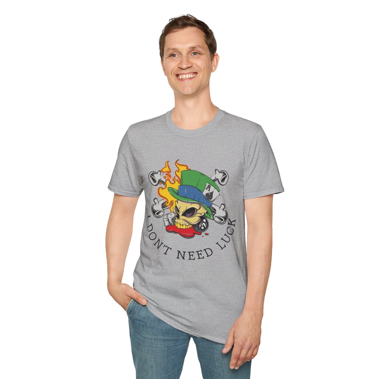 I Don't Need Luck Skull & Crossbones Graphic T-shirt in Gray from Topaz Peaks