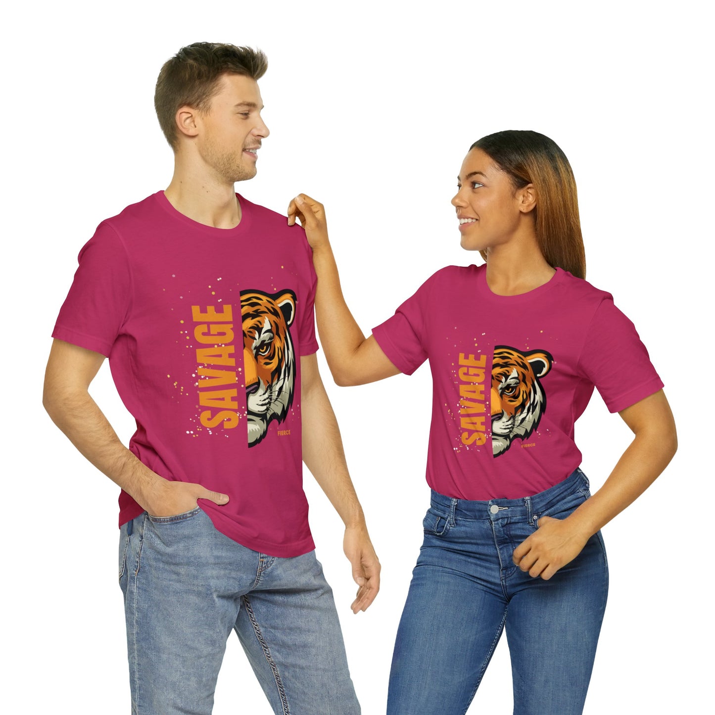 Savage Tiger Unisex Cotton Crewneck Graphic T-shirt