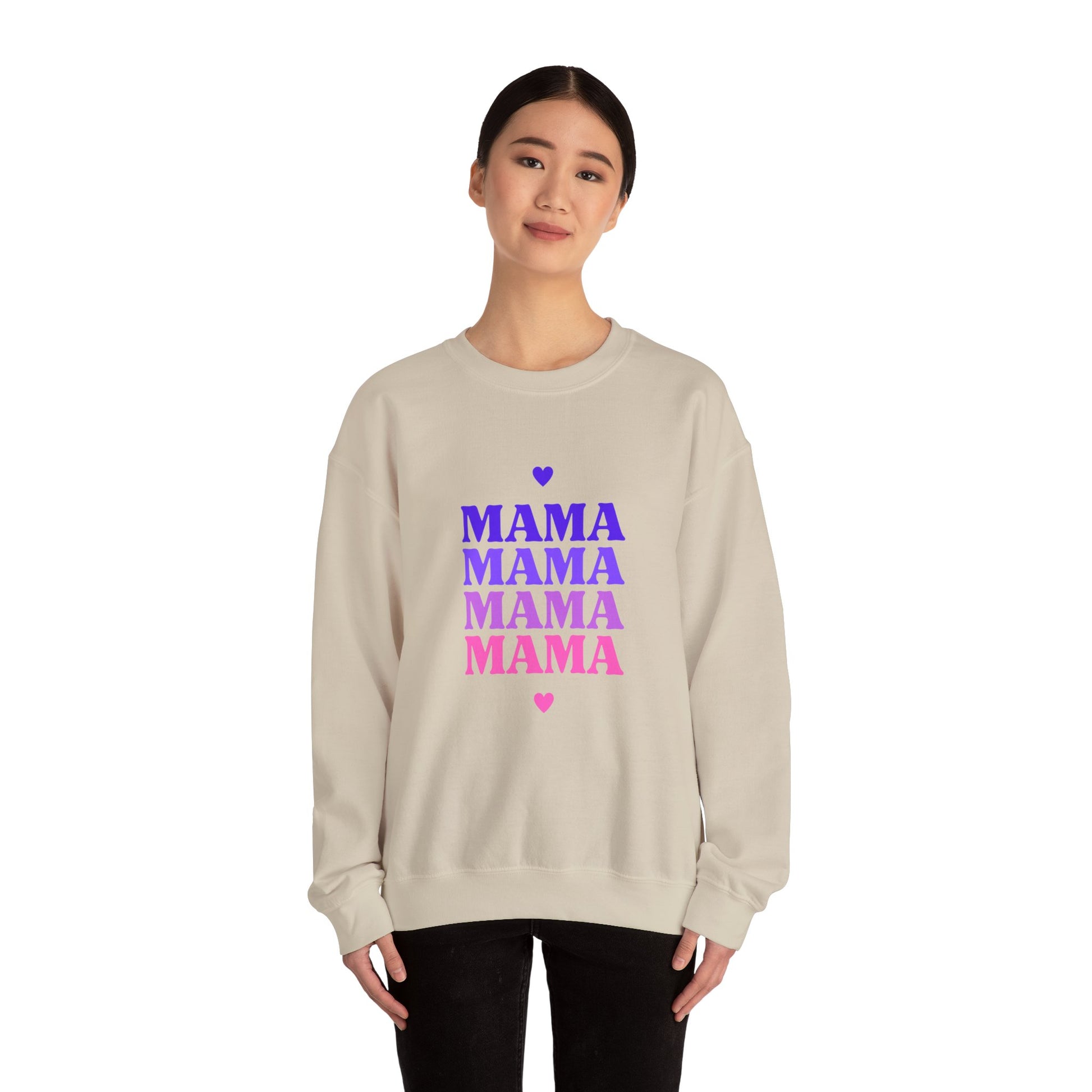 Mama Heart Graphic Crewneck Sweatshirt in Tan from Topaz Peaks