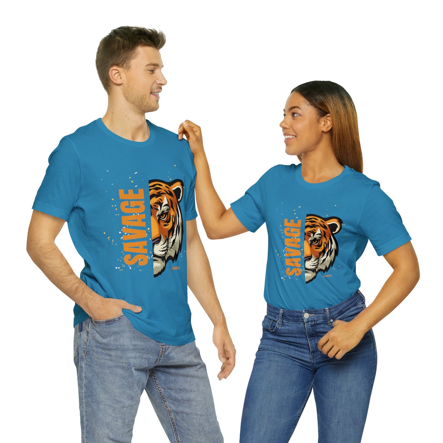 Savage Tiger Unisex Cotton Crewneck Graphic T-shirt