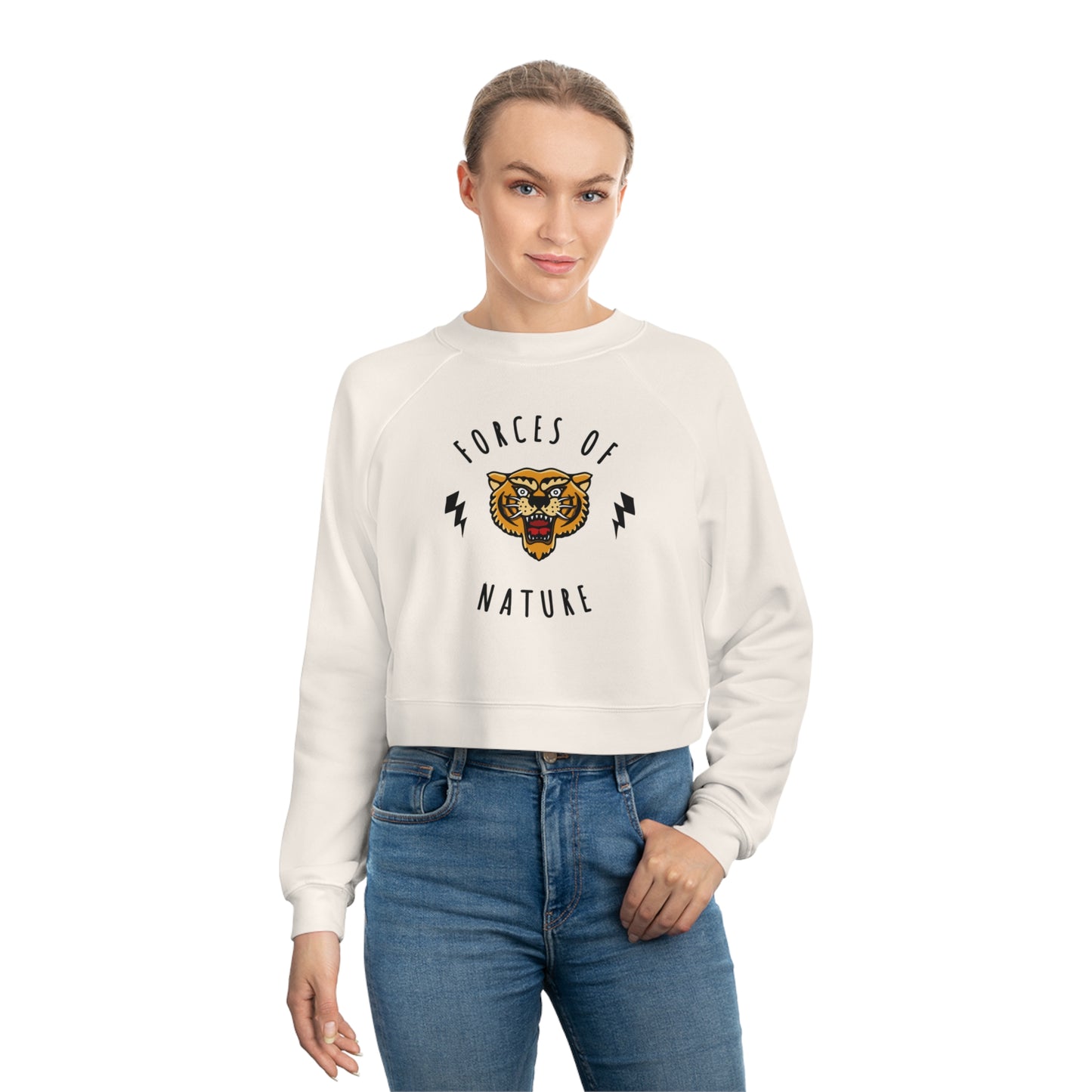 Forces of Nature Tiger Graphic Cropped Sweatshirt in Ivory from Topaz Peaks