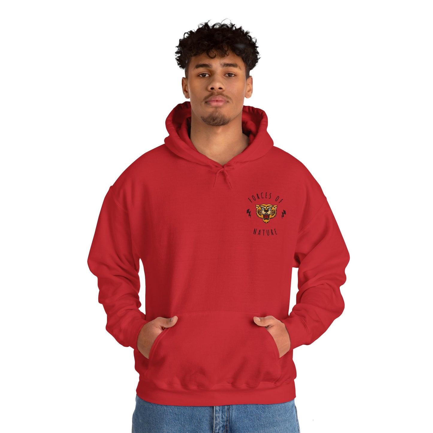 Forces of Nature Tiger Graphic Hoodie Sweatshirt in Red from Topaz Peaks