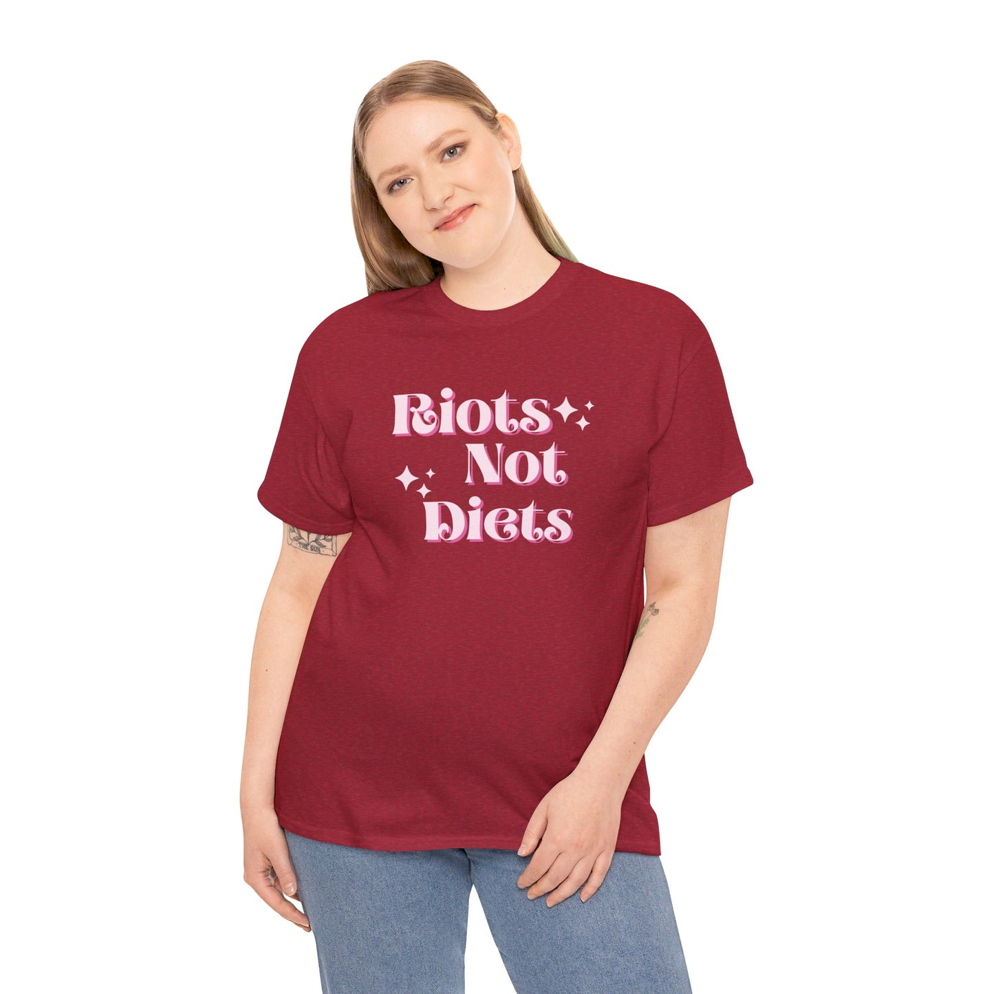 Riots Not Diets Protest Cotton Crewneck Graphic T-shirt