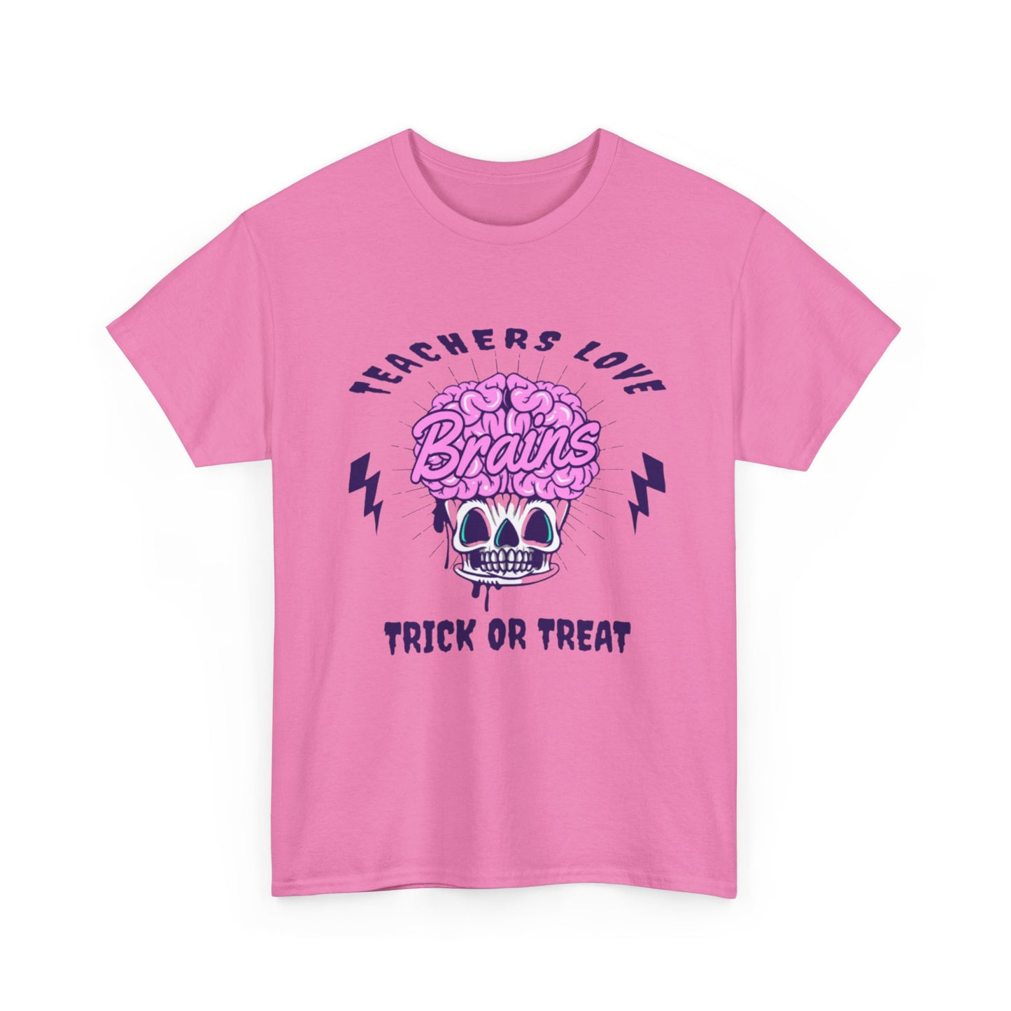 Teachers Love Brains Halloween Unisex Cotton Graphic T-shirt