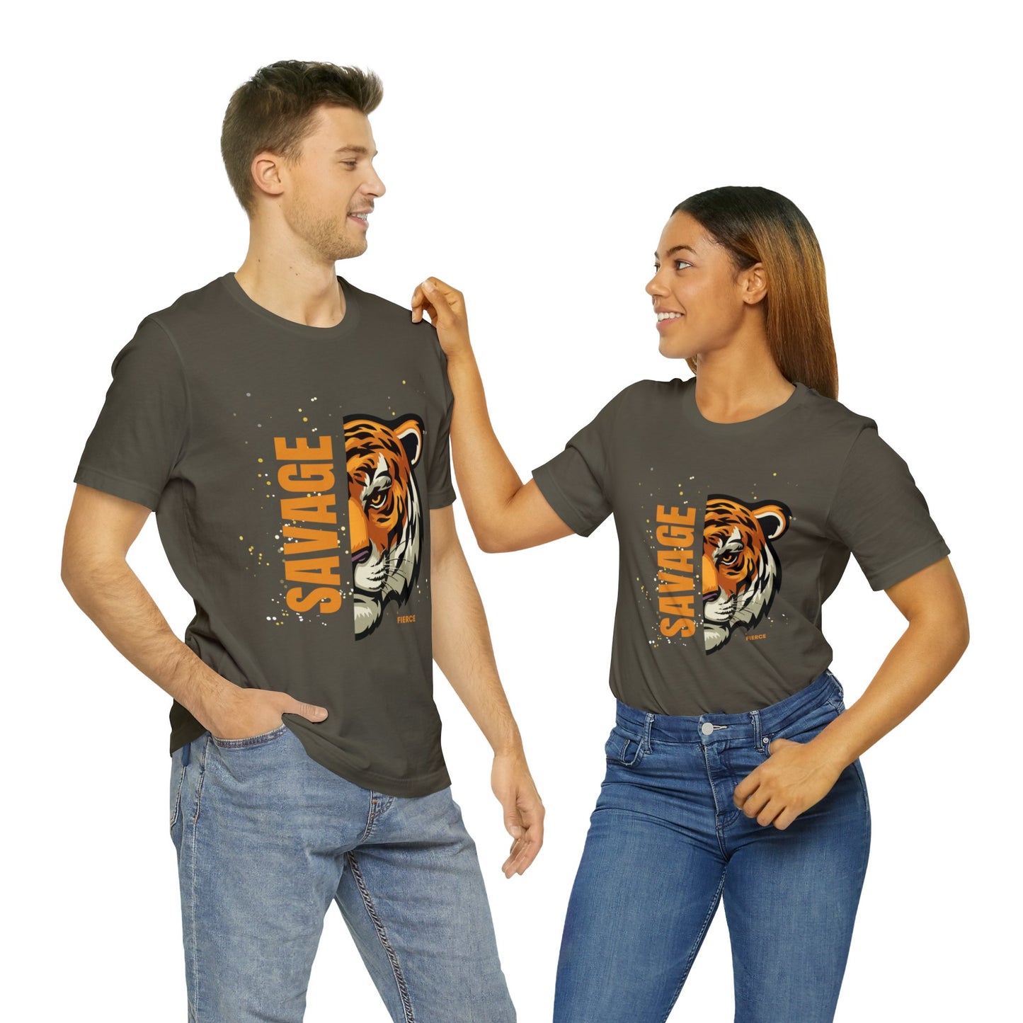 Savage Tiger Unisex Cotton Crewneck Graphic T-shirt