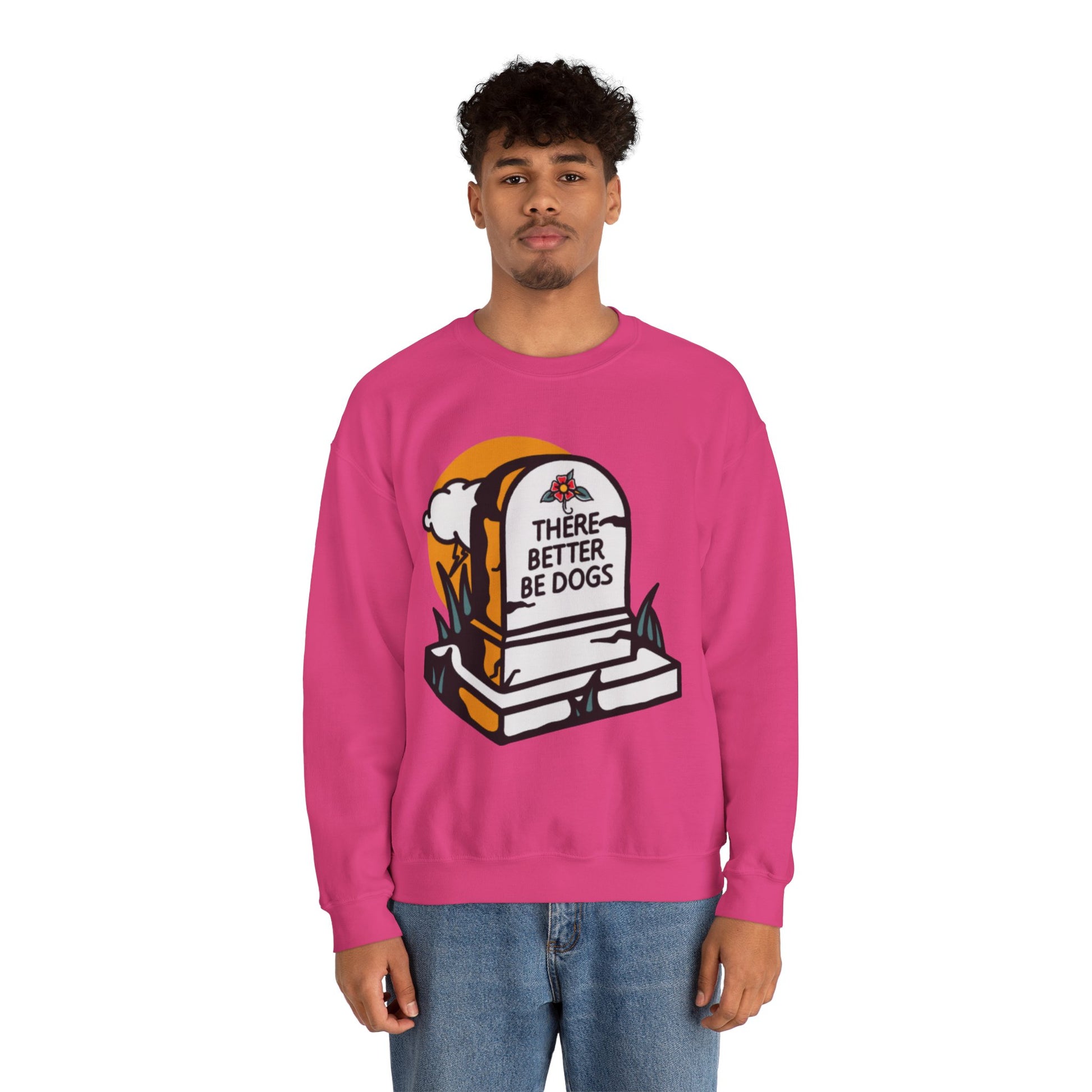 There Better Be Dogs Gravestone PInk Graphic Sweatshirt from AllDoggosGoToHeaven and Topaz Peaks