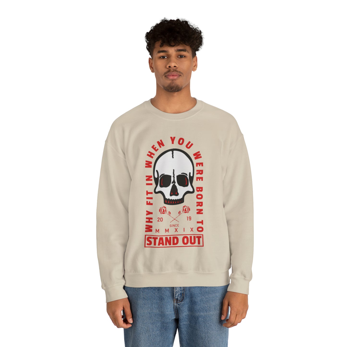 Why Fit In Unisex Crewneck Graphic Sweatshirt