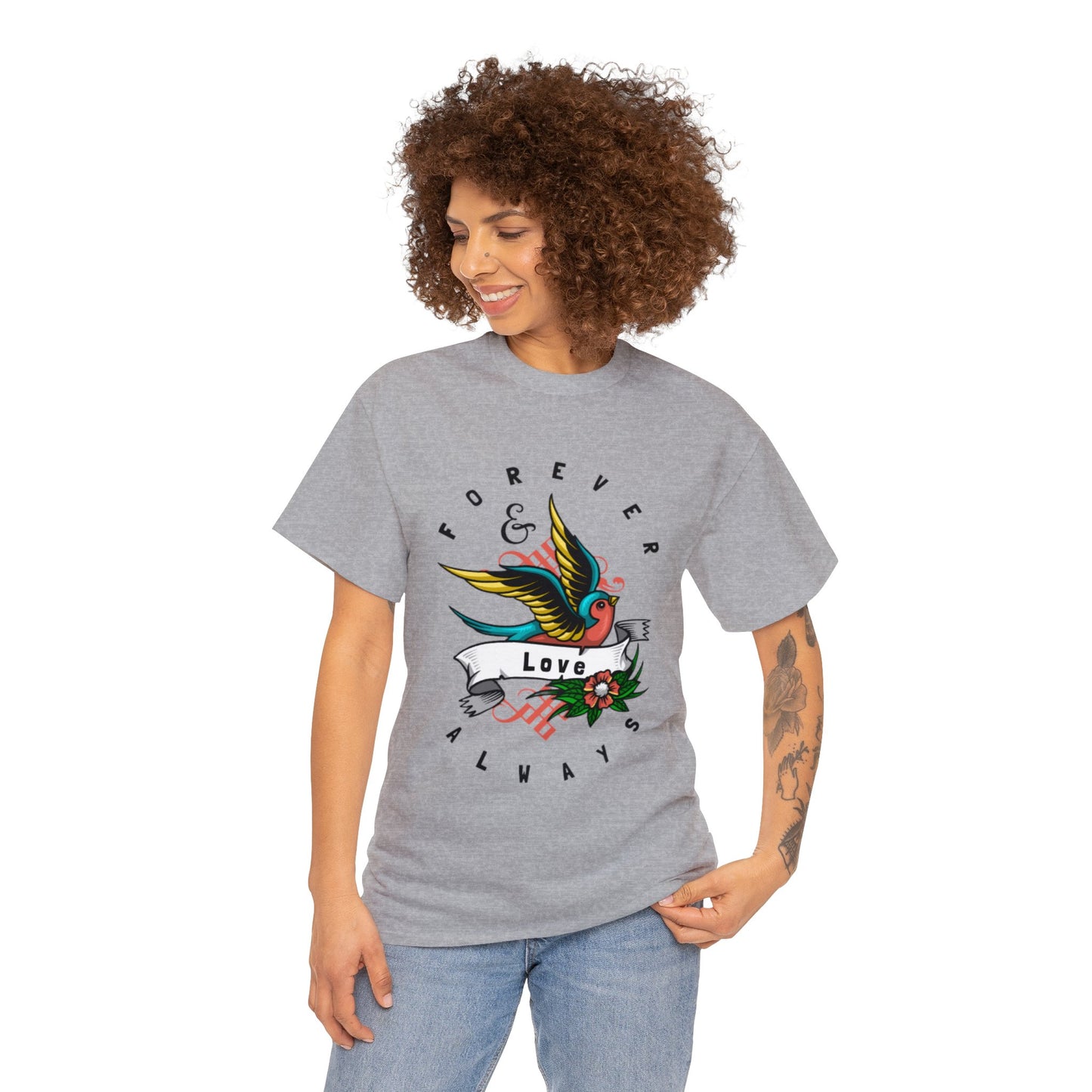 Always & Forever Love Bird Graphic T-shirt in Gray from Topaz Peaks