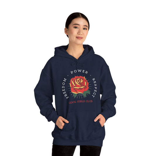 Cool Girls Club Hoodie Rose Graphic Sweatshirt in Navy from Topaz Peaks