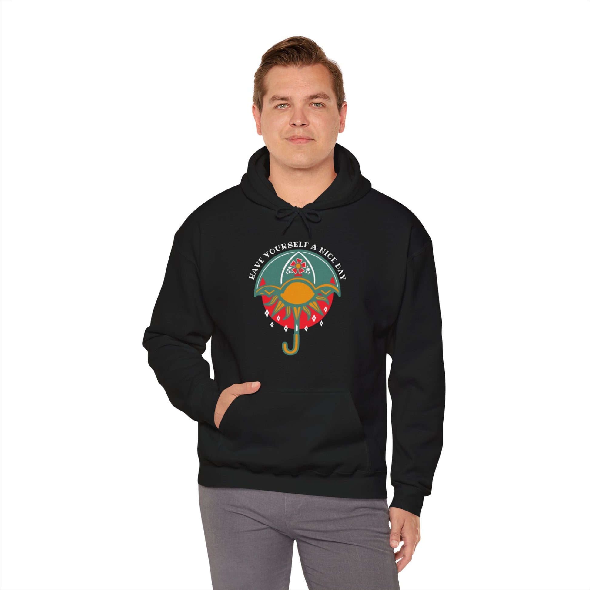 Have a Nice Day Vintage Graphic Hoodie Sweatshirt in Black from Topaz Peaks