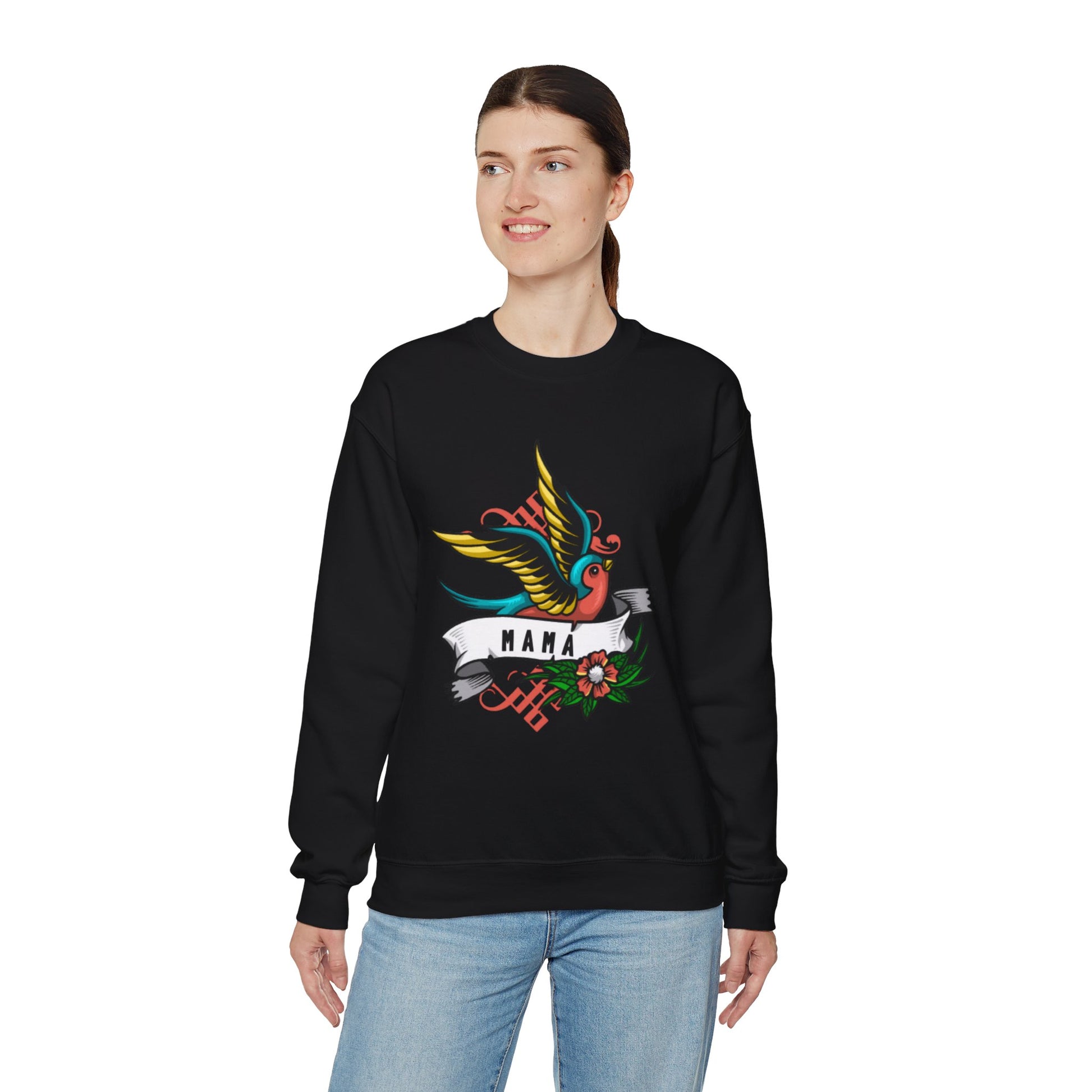 Mama Bird Vintage Style Graphic Sweatshirt in Black from Topaz Peaks