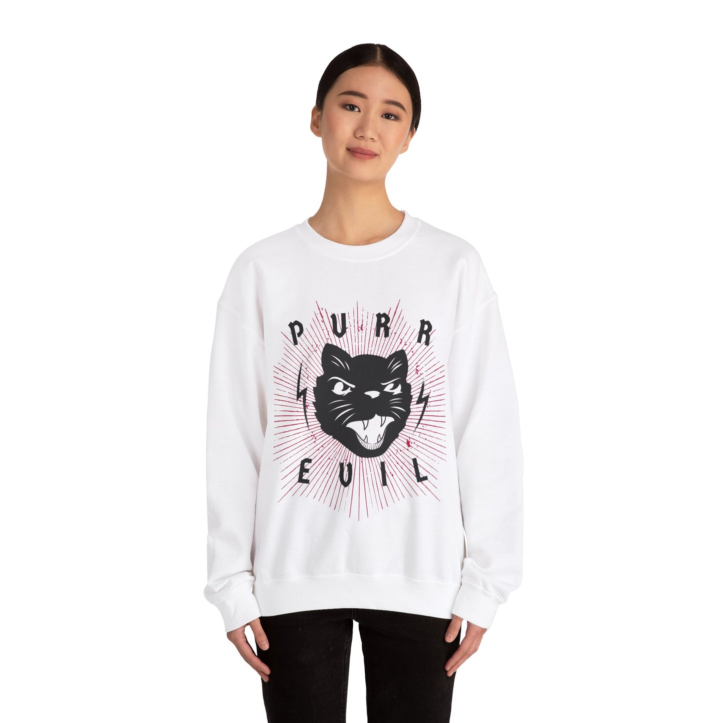 Purr Evil Kitty Unisex Crewneck Graphic Sweatshirt