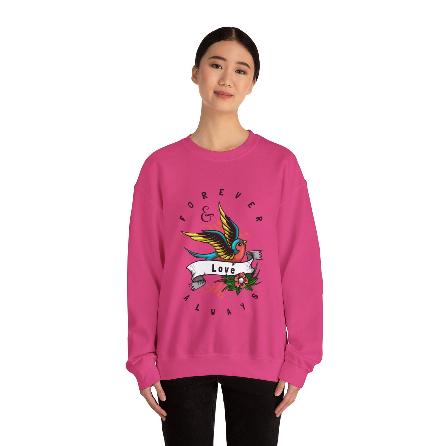 Always & Forever Love Bird Graphic Crewneck Sweatshirt in Pink from Topaz Peaks