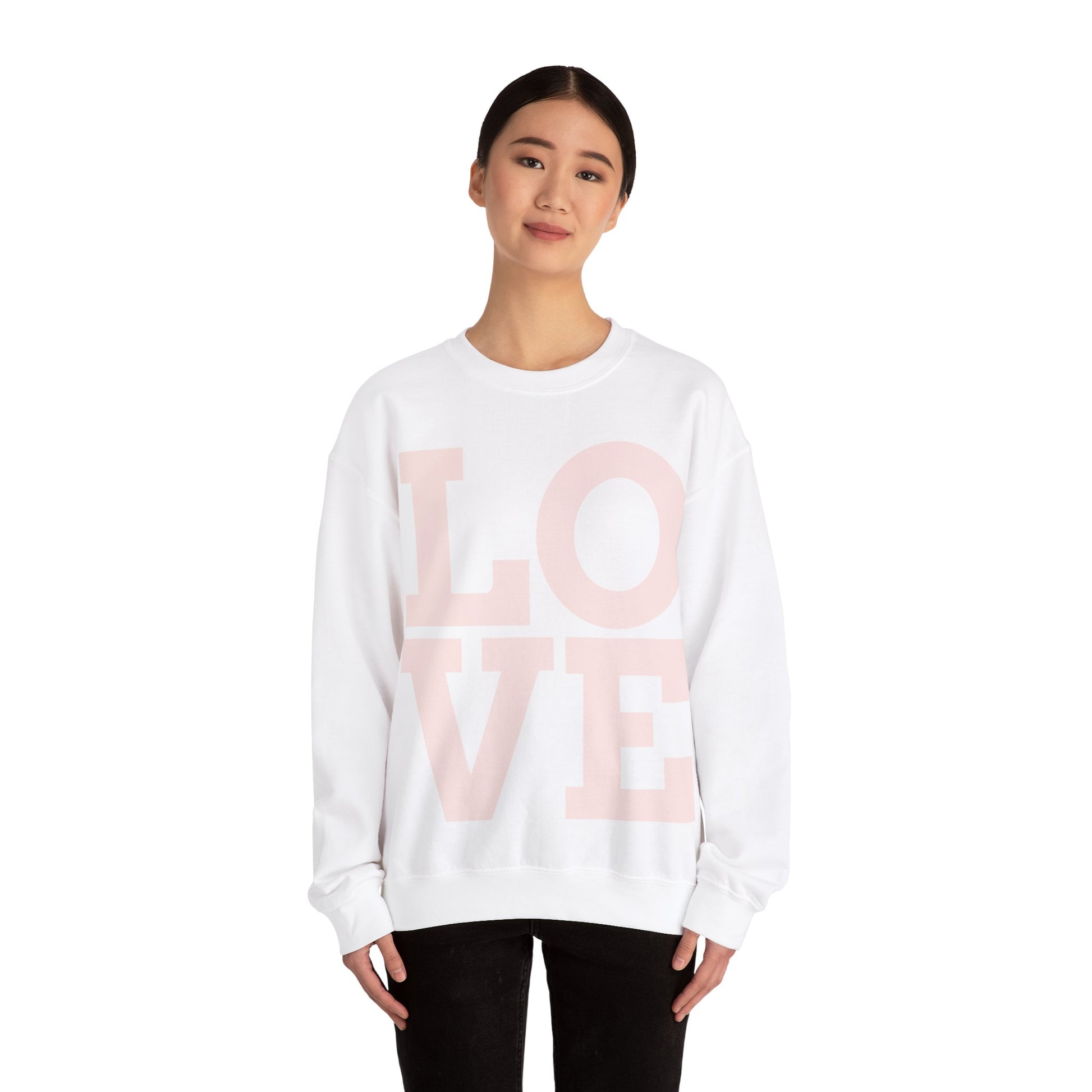 LOVE text graphic crewneck T-Shirt in White from Topaz Peaks